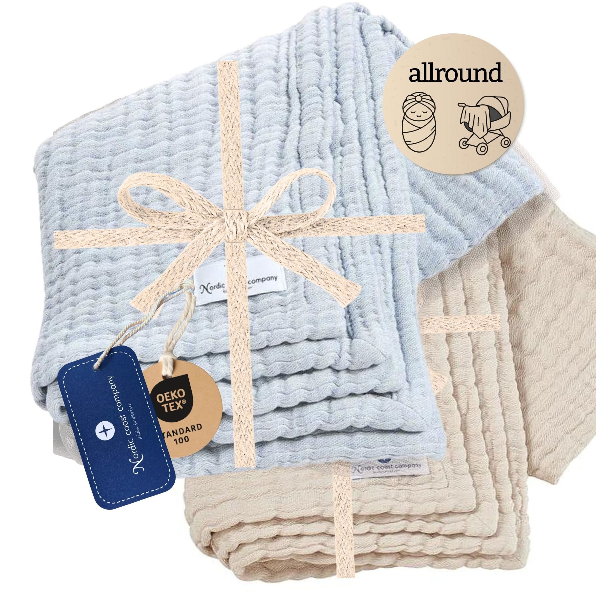 Nordic Coast Company Neugeborenen-Geschenkset Geschenk Set zur Geburt, Puckdecke, Musselindecke, Babydecke Spucktuch Baby-Set Erstausstattung Geburt Babyausstattung- bessere Windeltorte