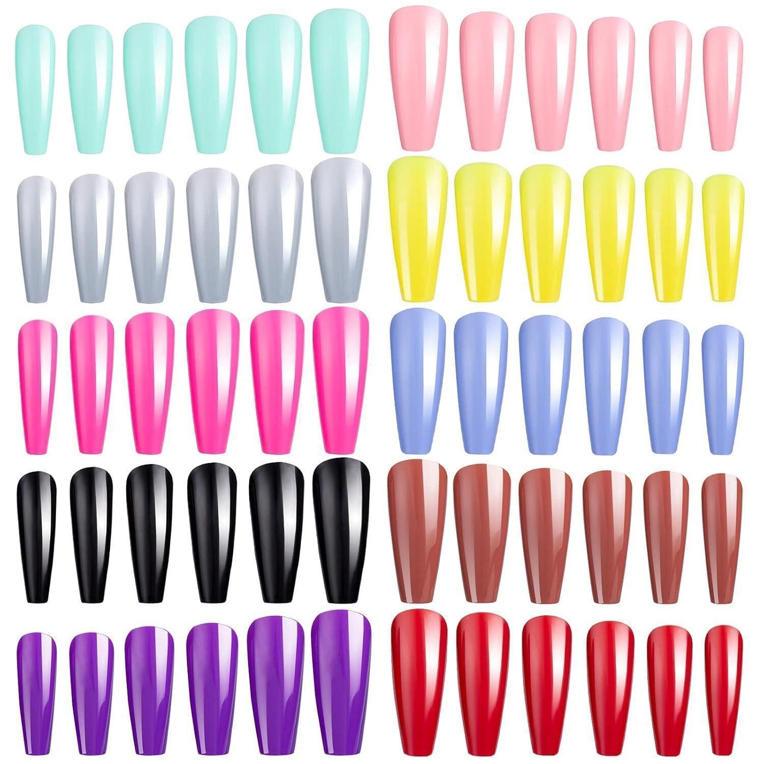 LuxusKollektion Kunstfingernägel Kunstnägel 240 St extra lang Ballerina Vollcover 10 Farben 12 Größen