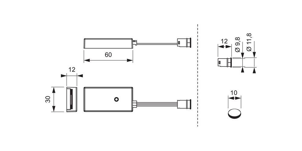 L&S Möbelbeschlag Mini IR-Sensorschalter 24 72 weiß V switch Länge 60 mm V 24 W