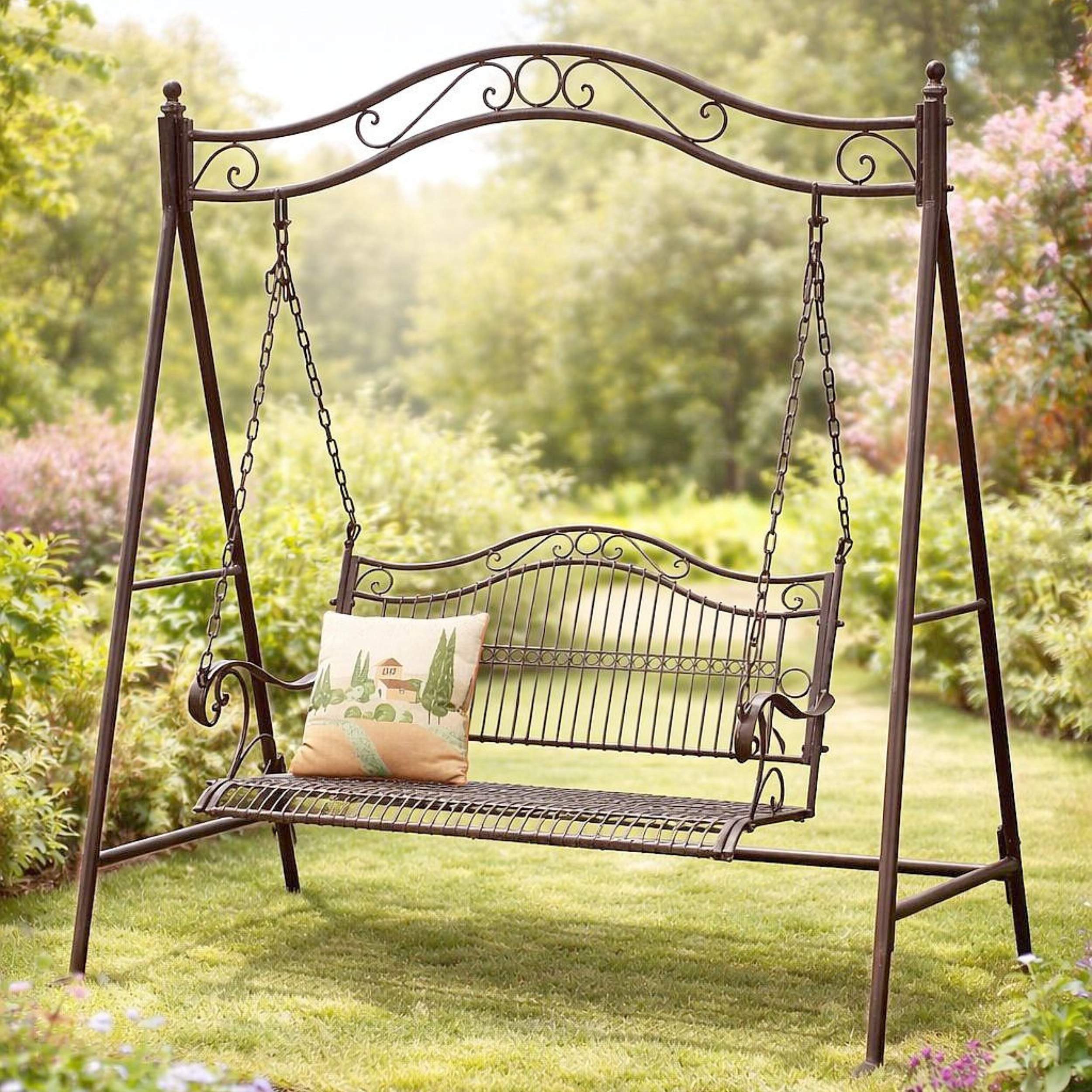 DanDiBo Hollywoodschaukel Metall Antik 2 Sitzer Gartenschaukel 082505 Schaukel Garten Bank, Schmiedeeisen