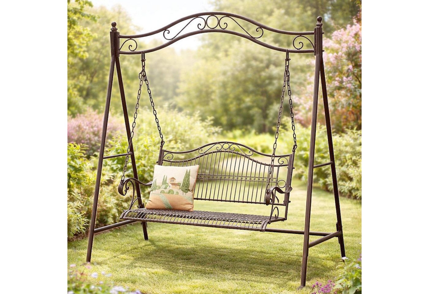 DanDiBo Hollywoodschaukel Metall Antik 2 Sitzer Gartenschaukel 082505 Schaukel Garten Bank, Schmiedeeisen
