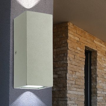 etc-shop Außen-Wandleuchte, LED-Leuchtmittel fest verbaut, Warmweiß, LED Edelstahl Außen Wand Leuchte Up & Down Fassaden Strahler