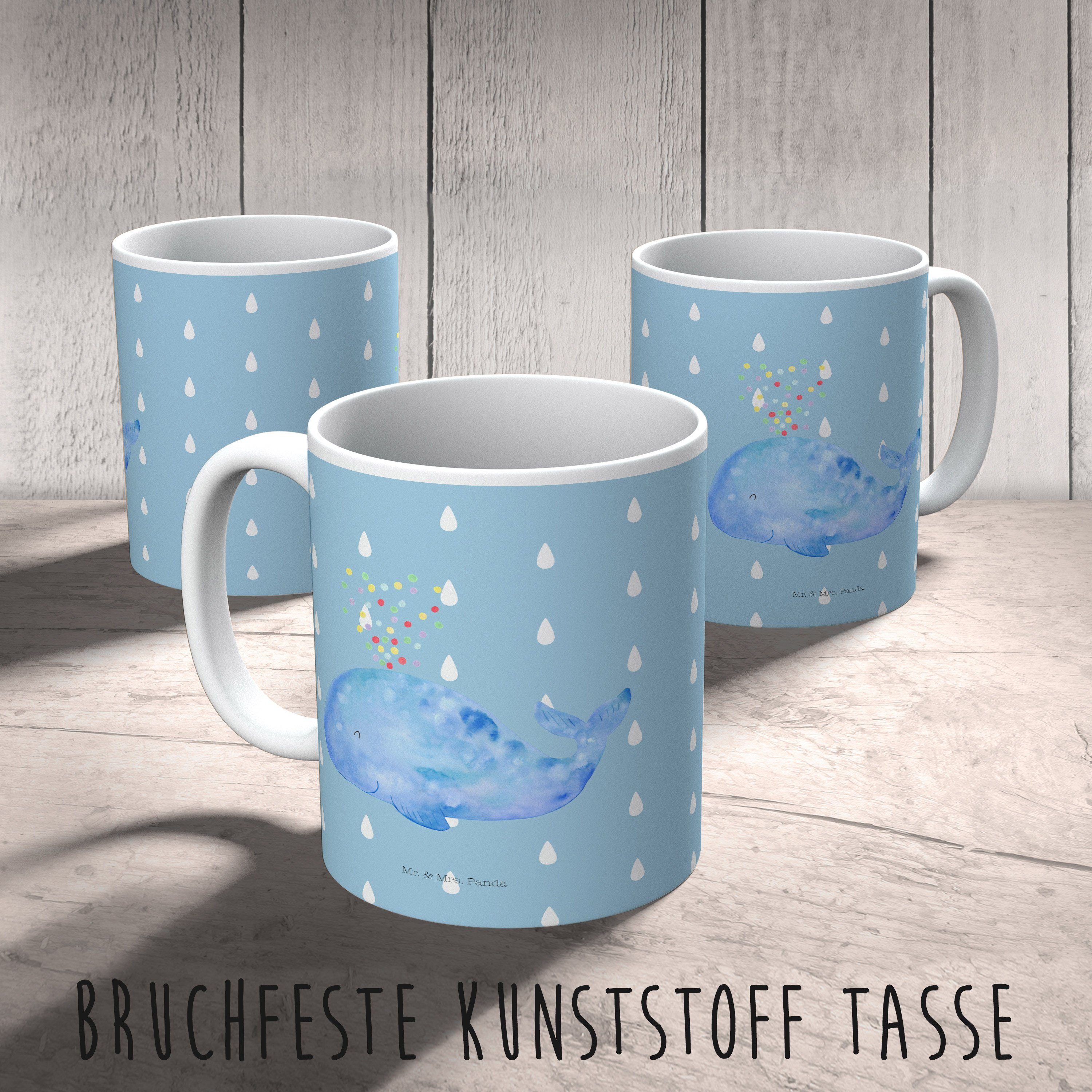 Wal & Blau - Meer, Trennung, Pastell Kunststoff Mr. Geschenk, Panda Mrs. Kinderbecher Kaffeetasse, Konfetti -