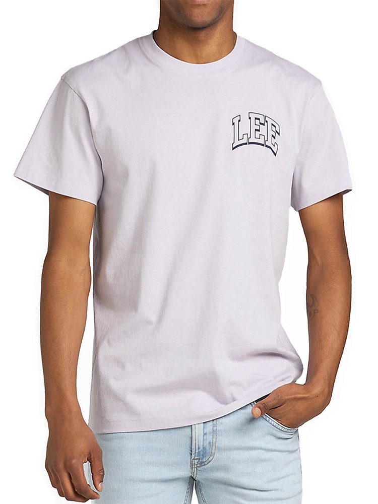 Fit Tee Flieder Rundhalsshirt Lee® Misty Logo Lilac - Relaxed Varsity