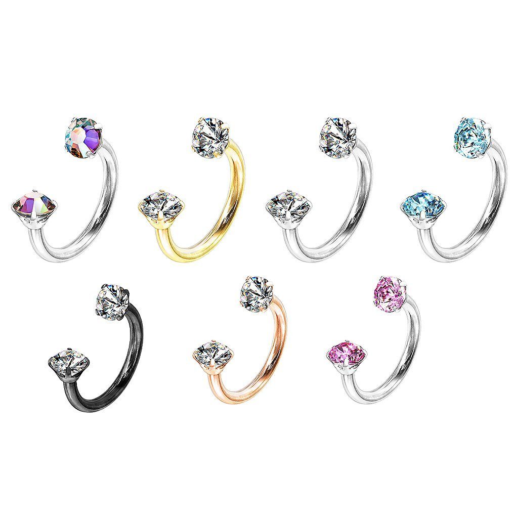 Helix Rainbow Taffstyle - Hufeisen Innengewinde, Ohr Tragus Glitzer Piercing-Set NaseHufeisen Piercing Kristall Labret Lippen Silber Kugeln Nasen Lippen Horseshoe