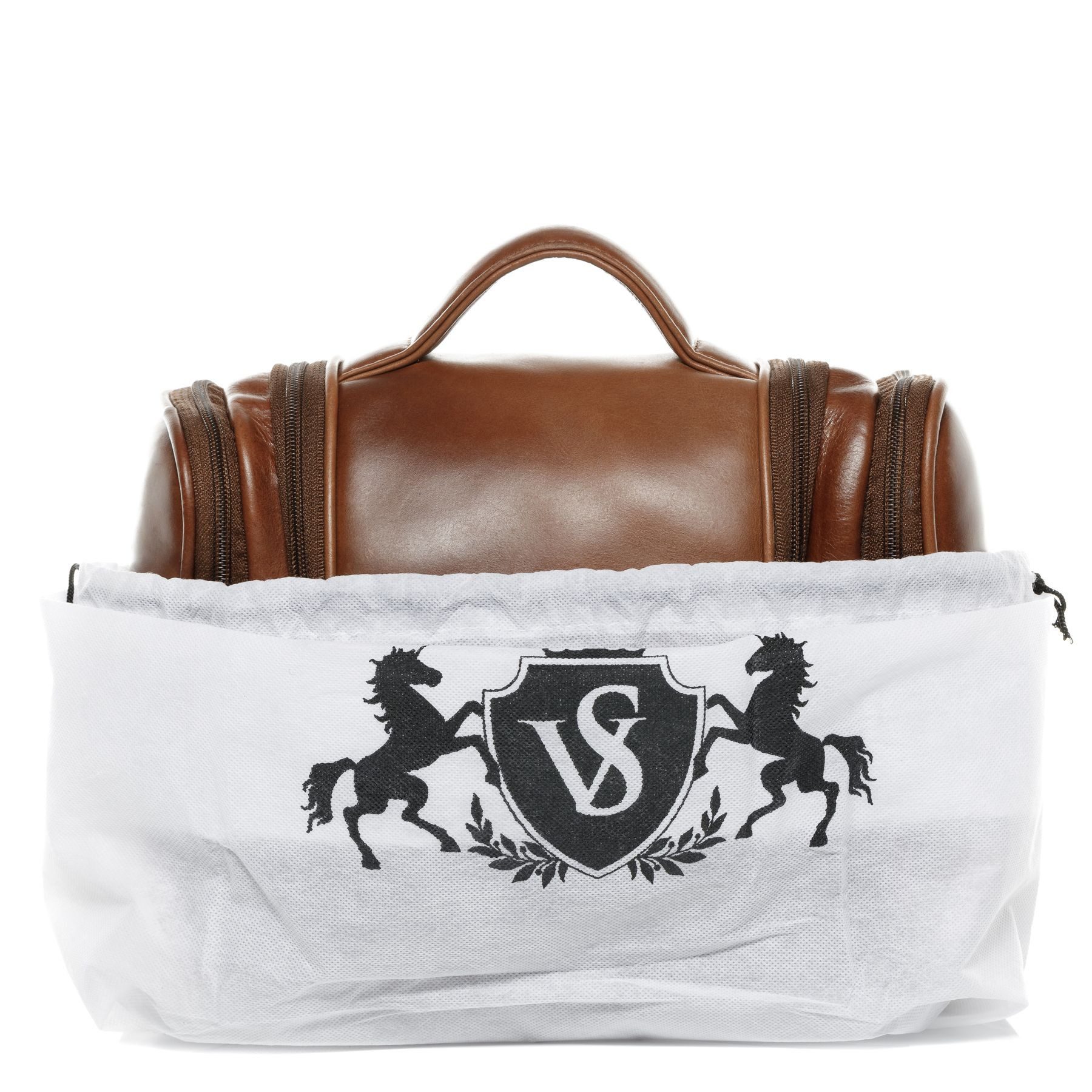 SID & VAIN Kulturbeutel echt Leder Kulturtasche zum Aufhängen groß hell-braun, Waschbeutel Echtleder für Damen & Herren, Kosmetiktasche hellbraun – Bild 5 von 5