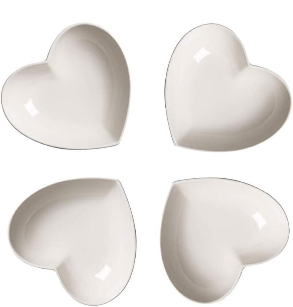 FELIXLEO Servierschale Niedliche Keramik Schale in Herzform 4 teilig 12cm, (1-tlg)