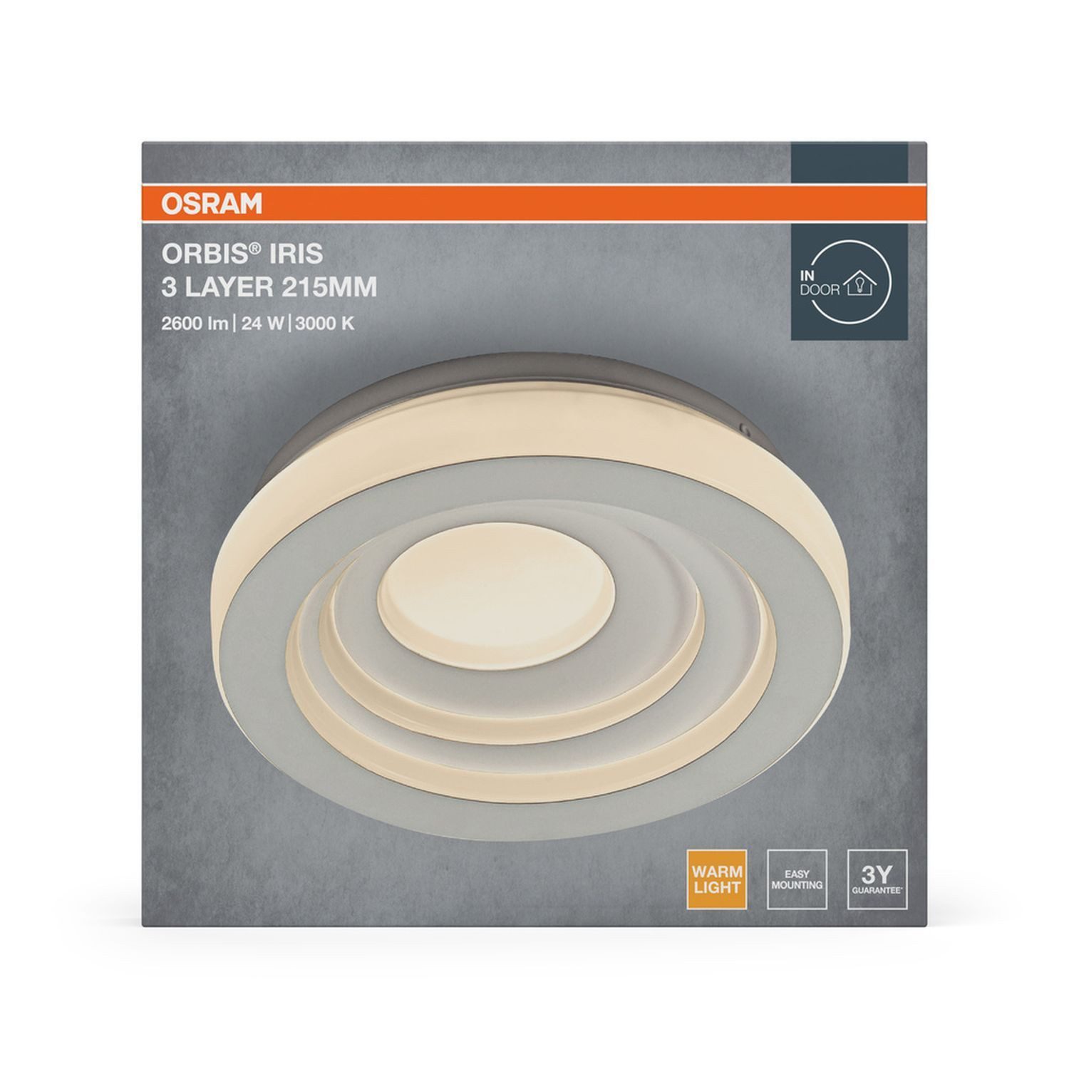 Licht-Erlebnisse Deckenleuchte KORESAD, LED fest integriert, Warmweiß, LED Ø 21.5 cm rund 3000 K 900 lm Modern