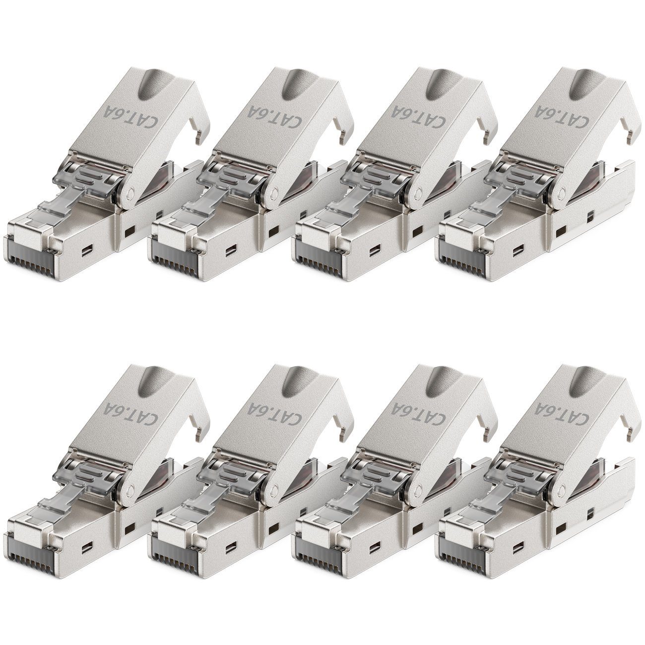 deleyCON 8x CAT6a Werkzeugloser RJ45 Netzwerkstecker 10Gbit/s Stecker Netzwerk-Adapter
