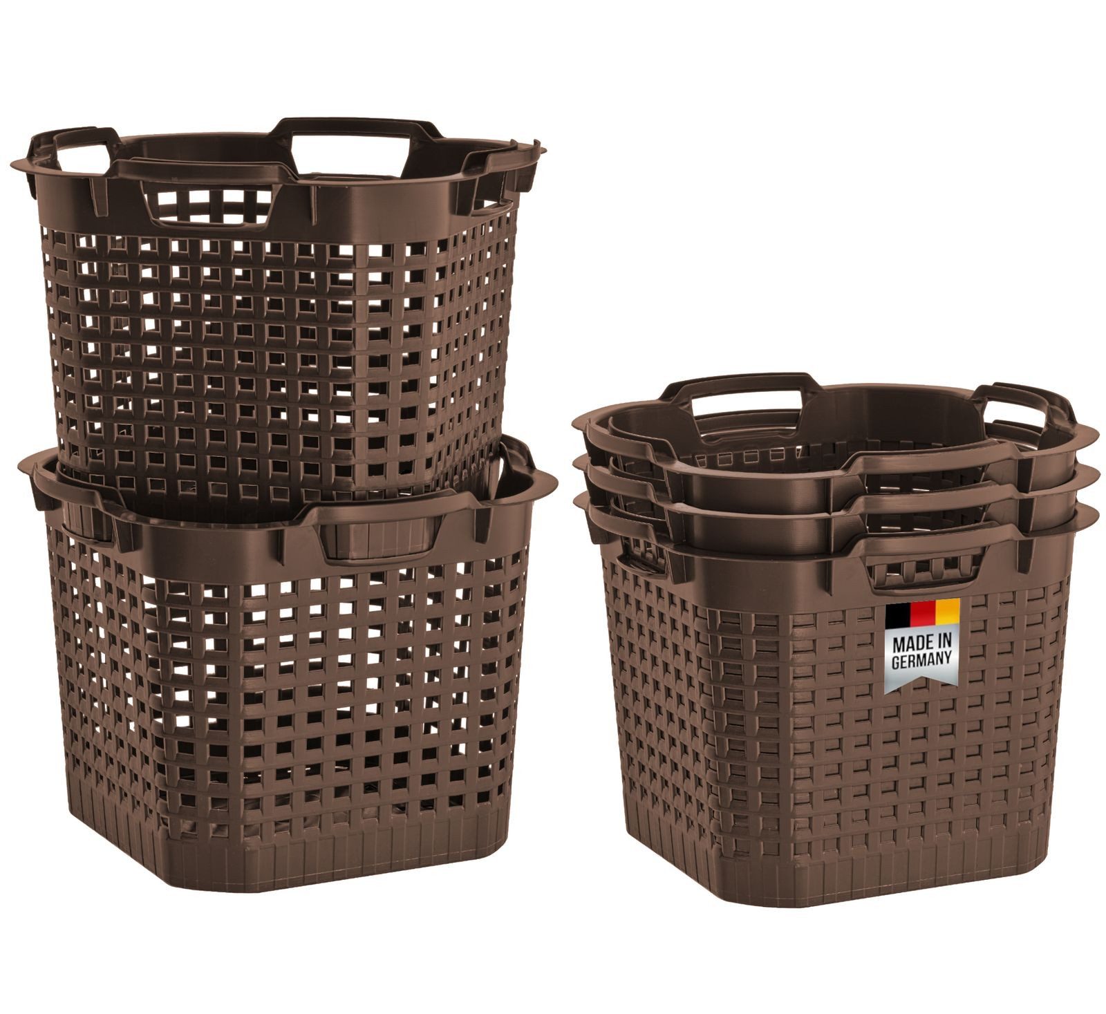 BURI Aufbewahrungsbox 5x Obstkorb 25L braun Gartenkorb Gemüsekorb stapelbar Erntekorb