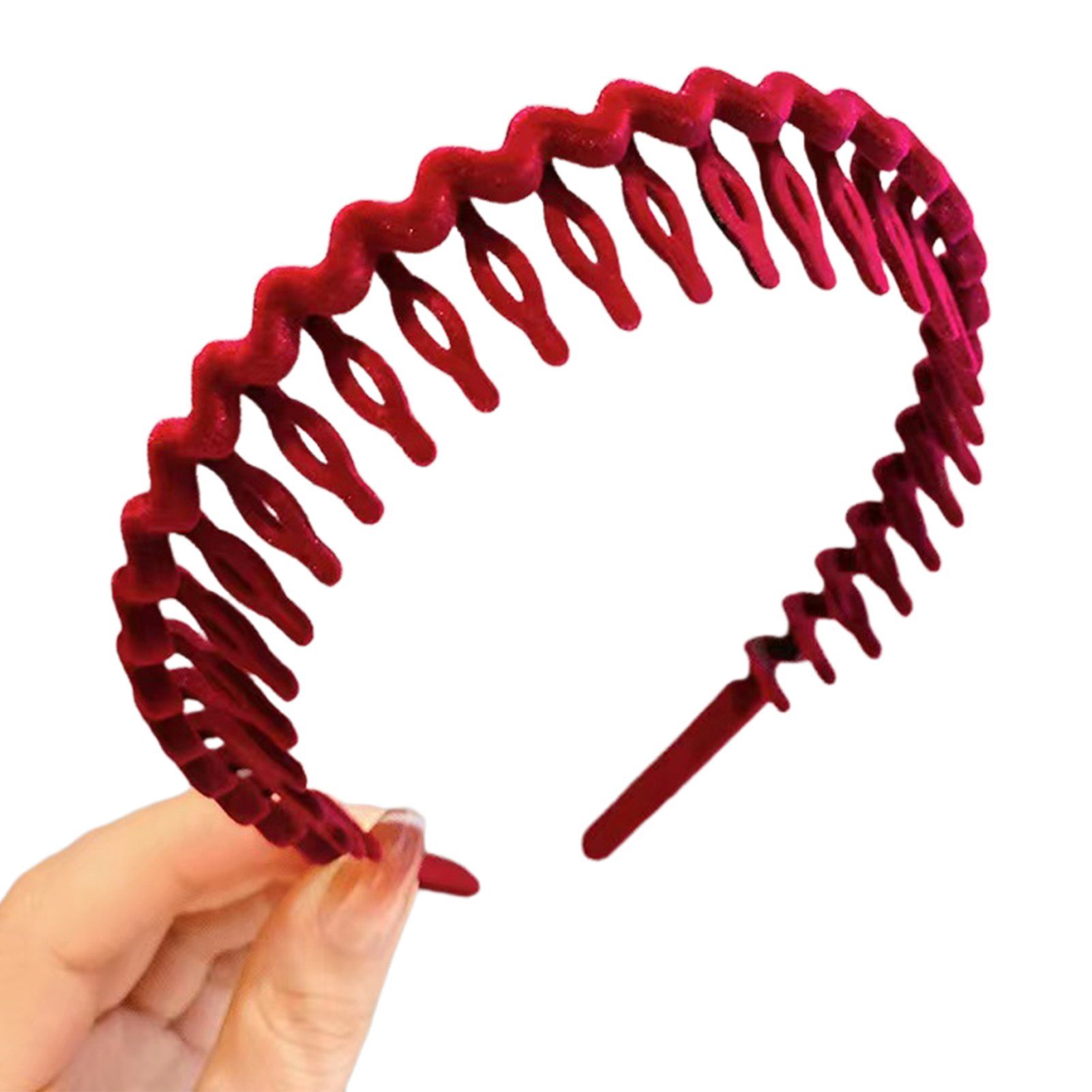 Blusmart Diadem Einfaches Beflocktes Haarband Für Herbst Und Winter, Personalisierte eine rote Welle