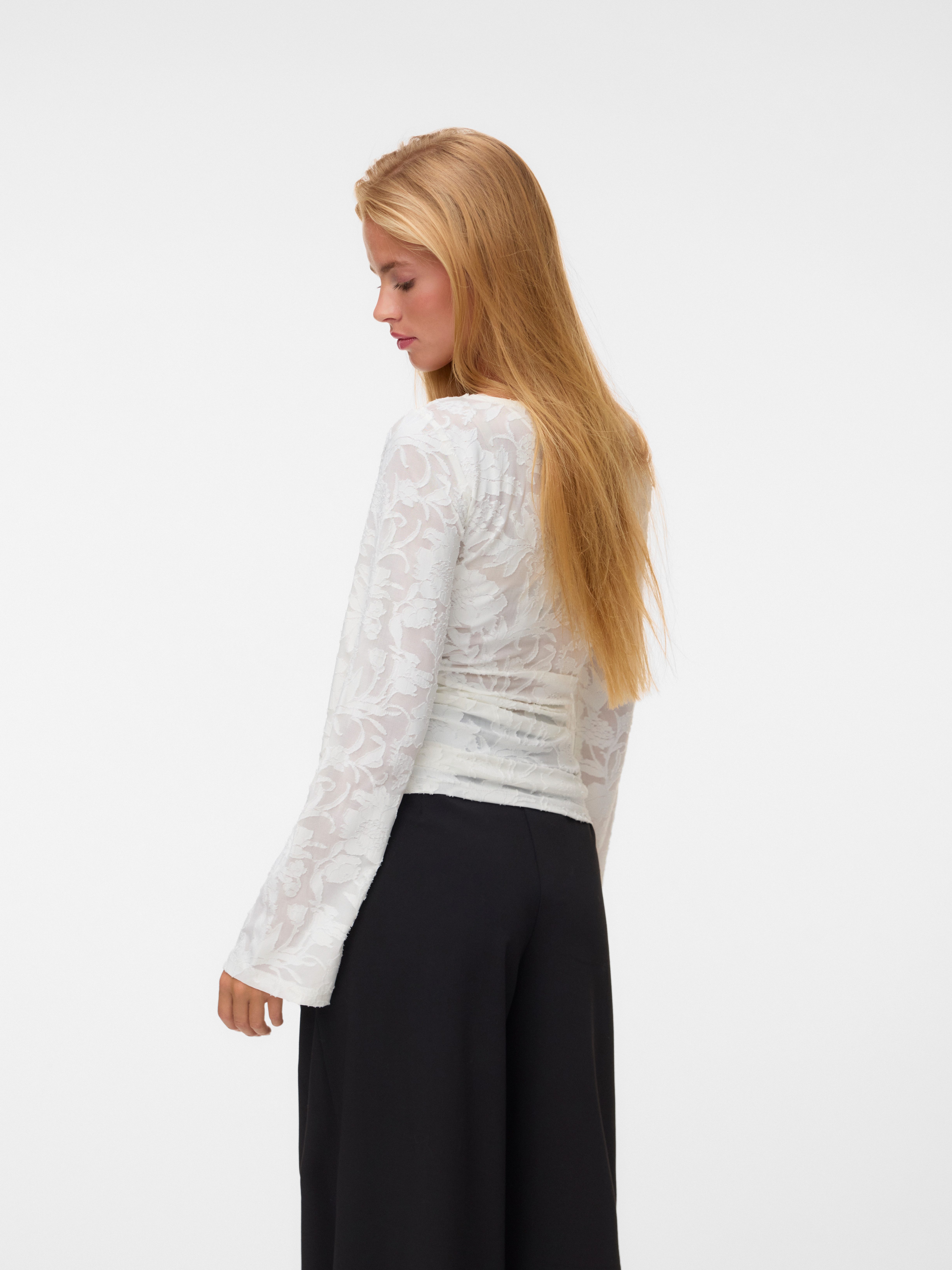 Vero Moda Langarmshirt VMLAYLA LS GATHERING TOP JRS NOOS Materialmix, regular fit