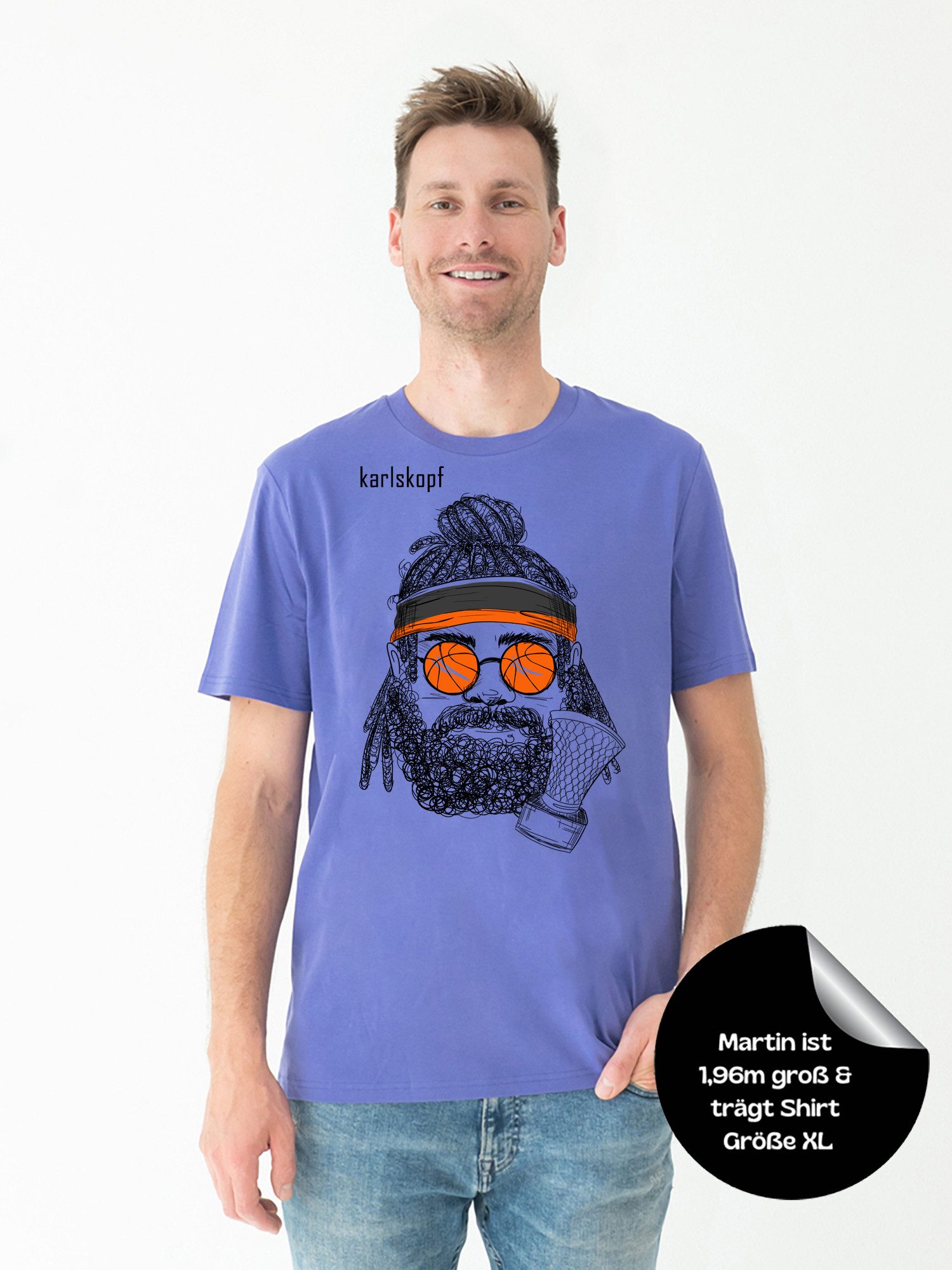 karlskopf Print-Shirt Rundhalsshirt Basic BASKETBALLER günstig online kaufen