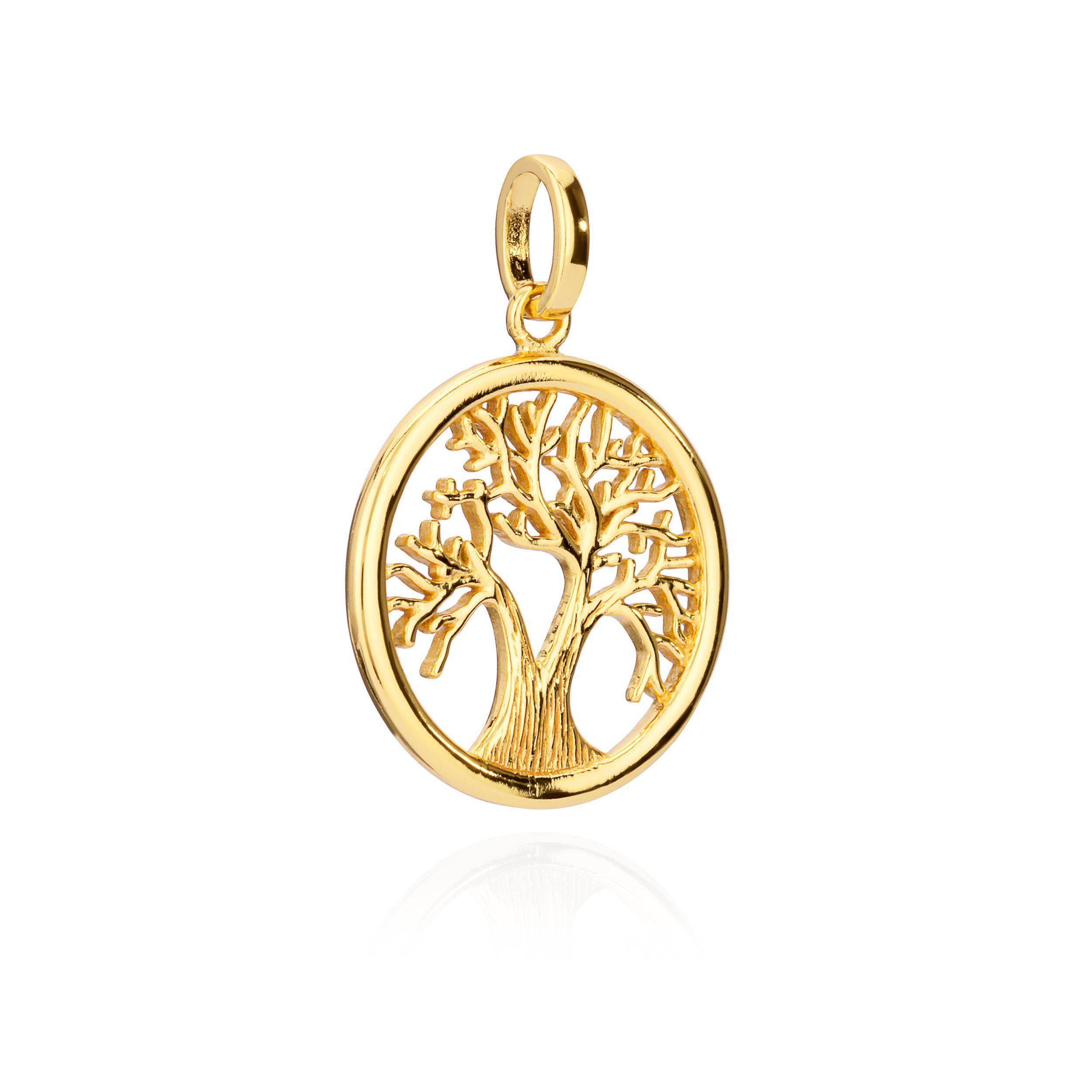 Kettenanhänger 17mm Baum des Lebens 925 Silber vergoldet Amulett