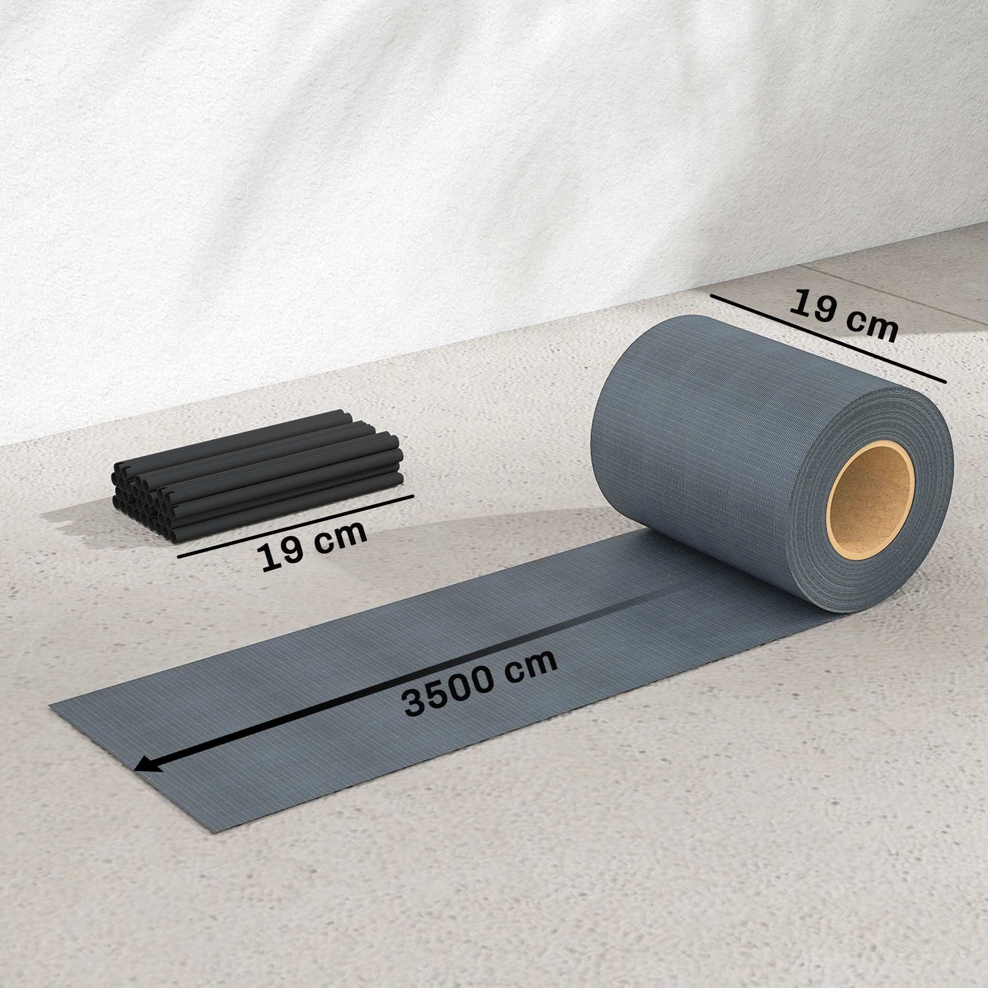 Outsunny Sichtschutzstreifen mit Befestigungsclips, (wasserdichter Sichtschutz, 4-St., UV-beständiger Sichtschutz), für Garten Terrasse, 140 m x 19 cm Grau