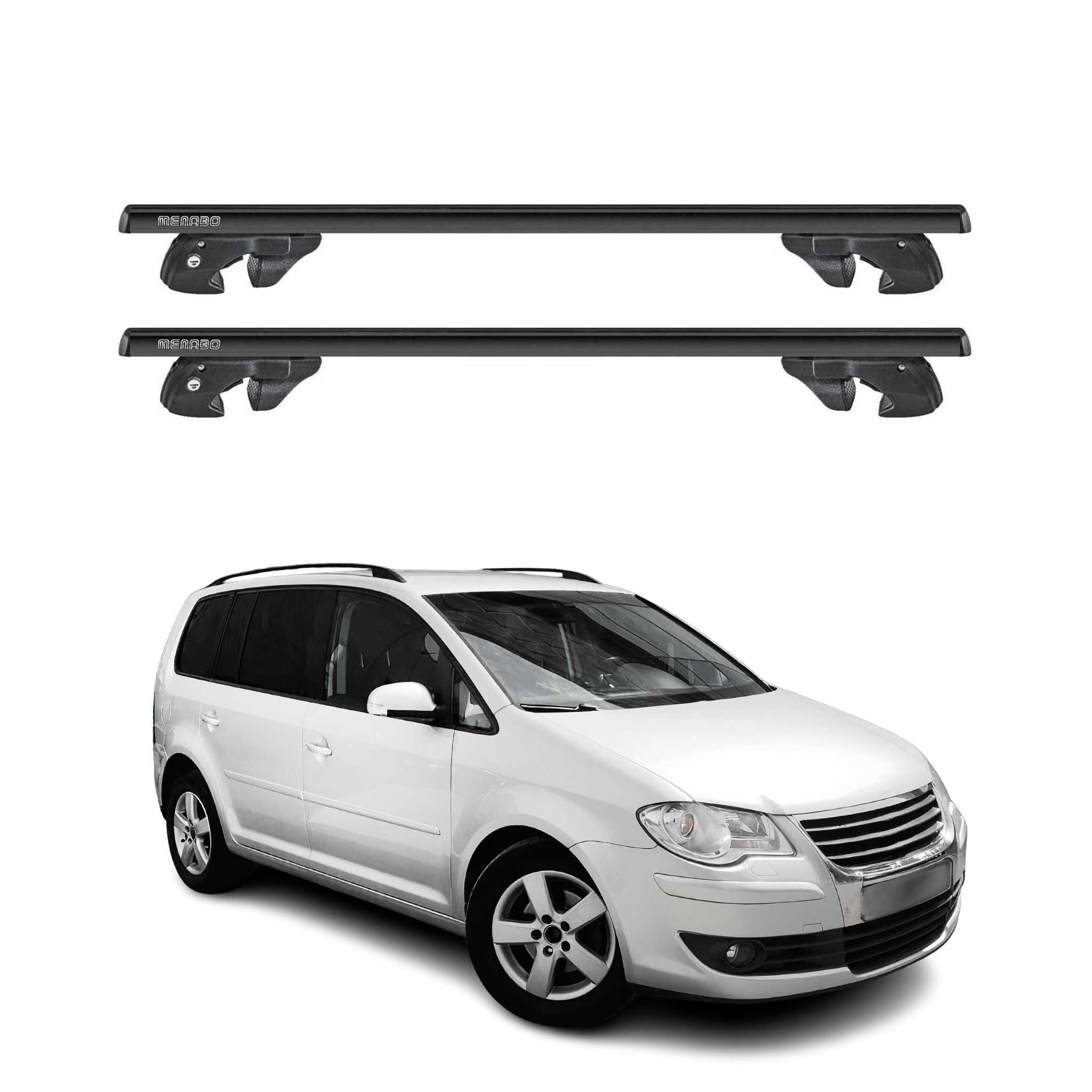 OMAC Dachträger Dachträger für VW Touran I 2003-2010 Pre-FL Alu 90kg TÜV Schwarz 2tlg (2-St), Wasserbeständig,Abnehmbar,Multifunktional,Leichtgewichtig