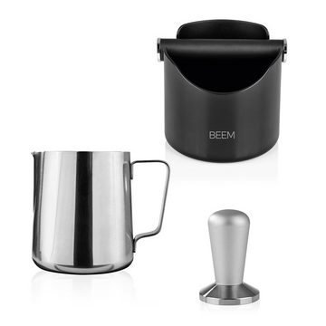 BEEM Barista-Set mit Abschlagkasten schwarz, Milchkännchen, Coffee-Tamper für Siebträgermaschinen