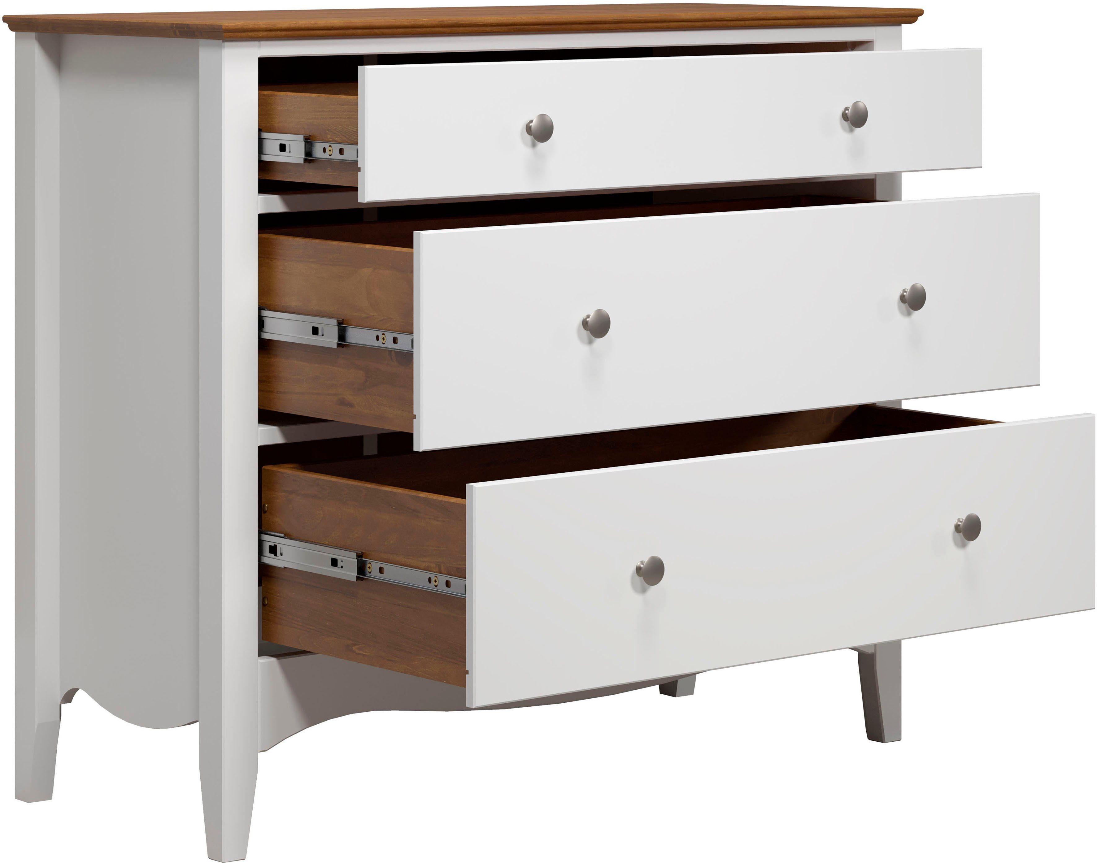 INTER-FURN Kommode Lissabon, Kiefer teilmassiv, 3 Schubkästen, Metallgriffe, B/H/T: 100/86/42 cm. Reduzierter Preis € 89,99. Unverbindliche Preisempfehlung € 569,00