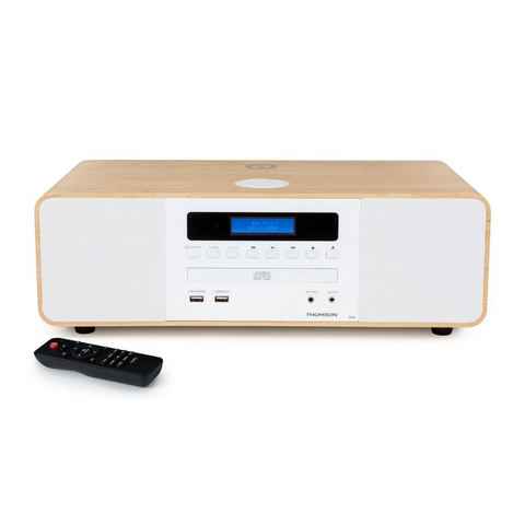 Thomson MIC201IDABBT weiß/braun, CD, 50 Watt Kompaktanlage (Displaybeleuchtung, UKW Radio, USB-Audiowiedergabe, DAB+, Induktion Charging)