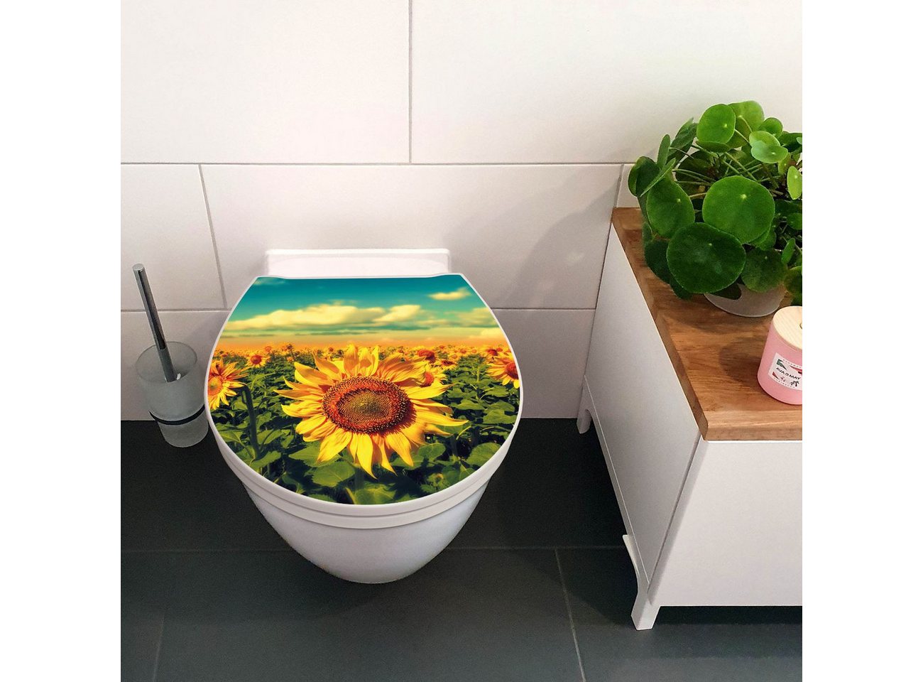 Thumbnail - banjado WC-Sitz Motiv Sonnenblumen (umweltfreundliches Material & Take-Off Technologie, Softclose Absenkautomatik), 45 x...