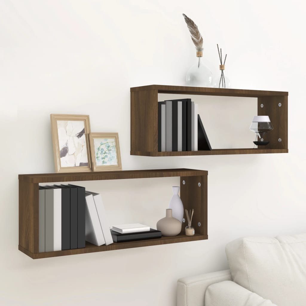 vidaXL Regal Würfelregale 2 Stk. Braun Eichen-Optik 60x15x23cm Holzwerkstoff, 2-tlg. – Bild 2 von 5