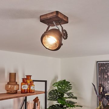 hofstein Deckenleuchte »Biati« Zimmerlampe in Metall und Holz in Braun mit Glasschirm, ohne Leuchtmittel, Spot ist dreh-/schwenkbar, 1xGU10 max. 50 Watt