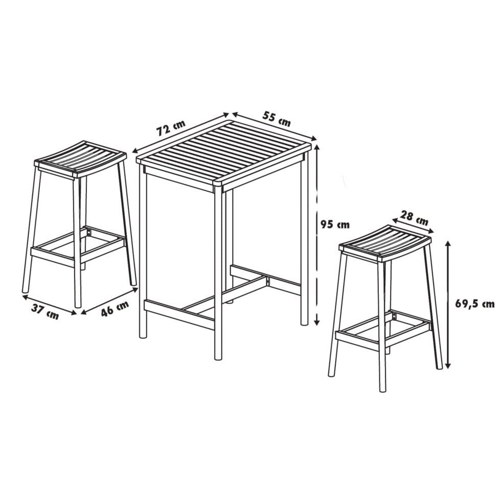 Primaster Bargruppe Primaster Bar-Set Salo Eucalyptusholz, Witterungsbeständig