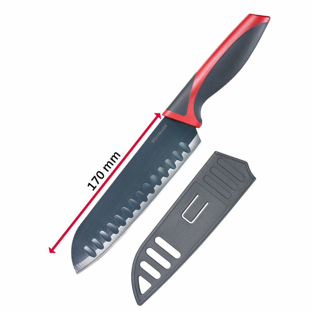 WESTMARK Allzweckmesser Klingenlänge: 17 cm, breite Klinge, Kullenschliff, mit Klingenschutz, rostfrei, langlebig, solide