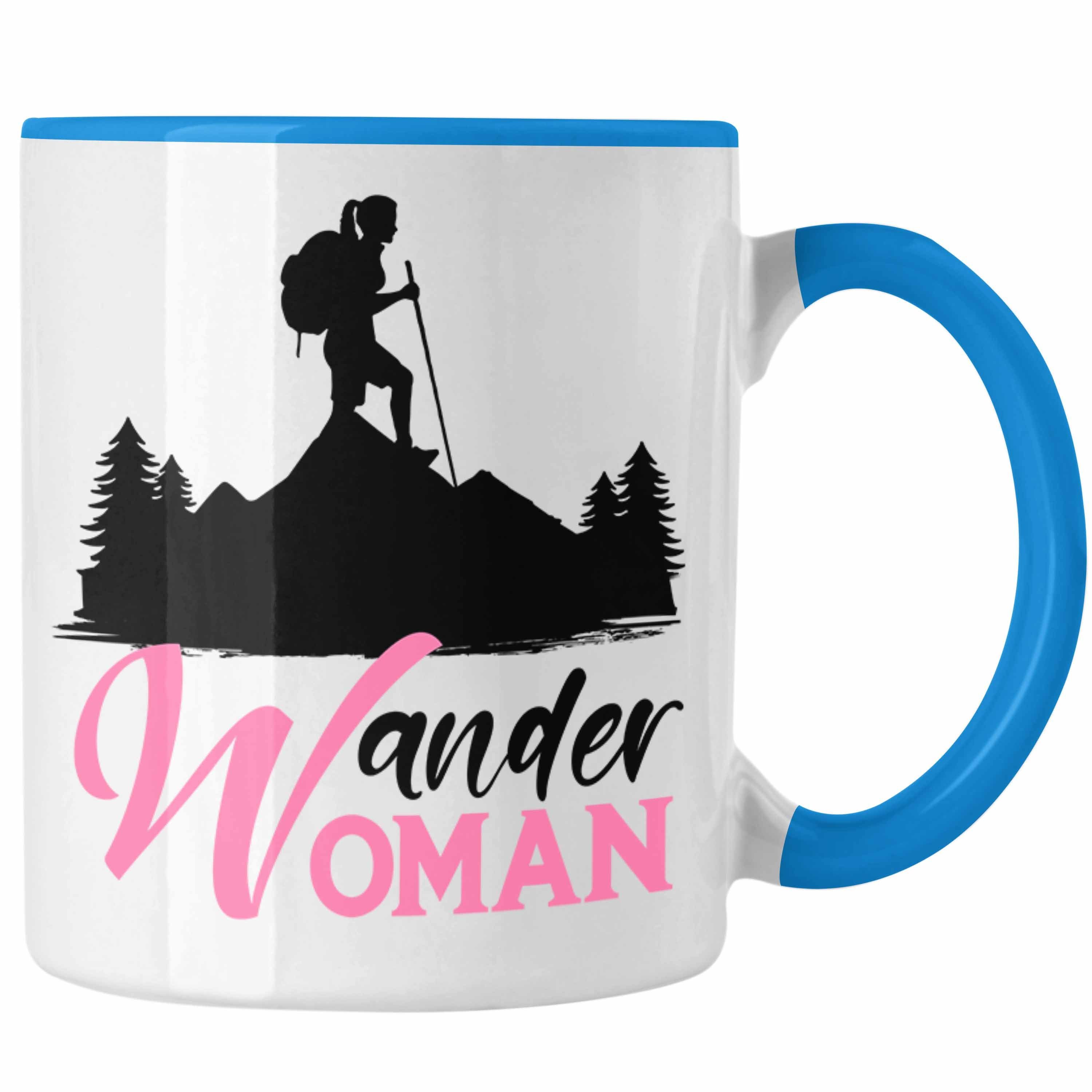 Trendation Tasse Trendation - Wander Woman Tasse Geschenk Wandern Frauen Geschenkidee Lustige Tasse zum Wandern Blau