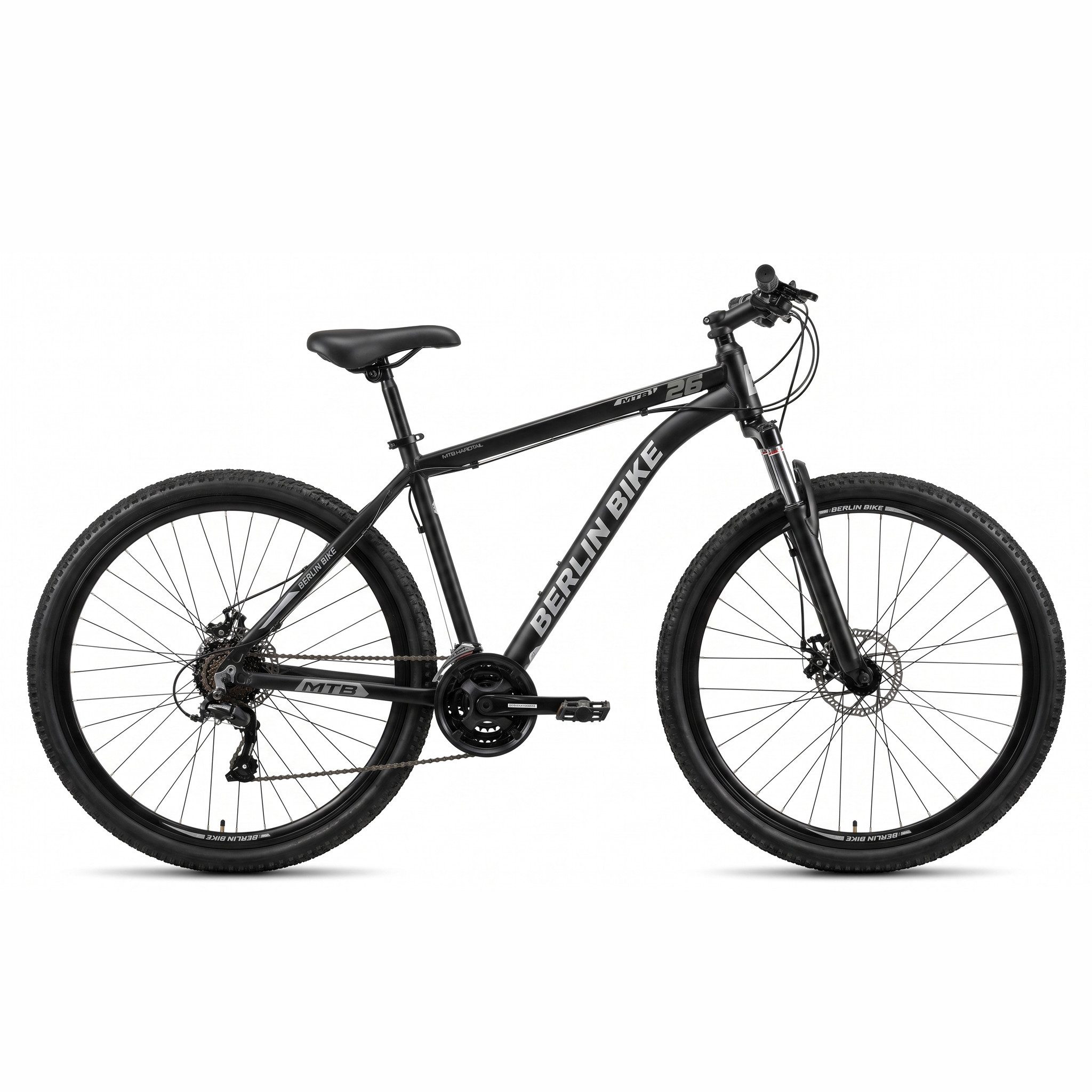 BERLIN BIKE Mountainbike MTB1 Serien-Komplettset 26/27,5/29 Zoll mit Shimano-Ausstattung, 21 Gang Shimano FD-TZ500/RD-TY300D Schaltwerk, Kettenschaltung, (Shimano Kurbel, Dacron Hydraulische Scheibenbremsen, Aluminiumrahmen), mit hydraulischen Scheibenbremsen