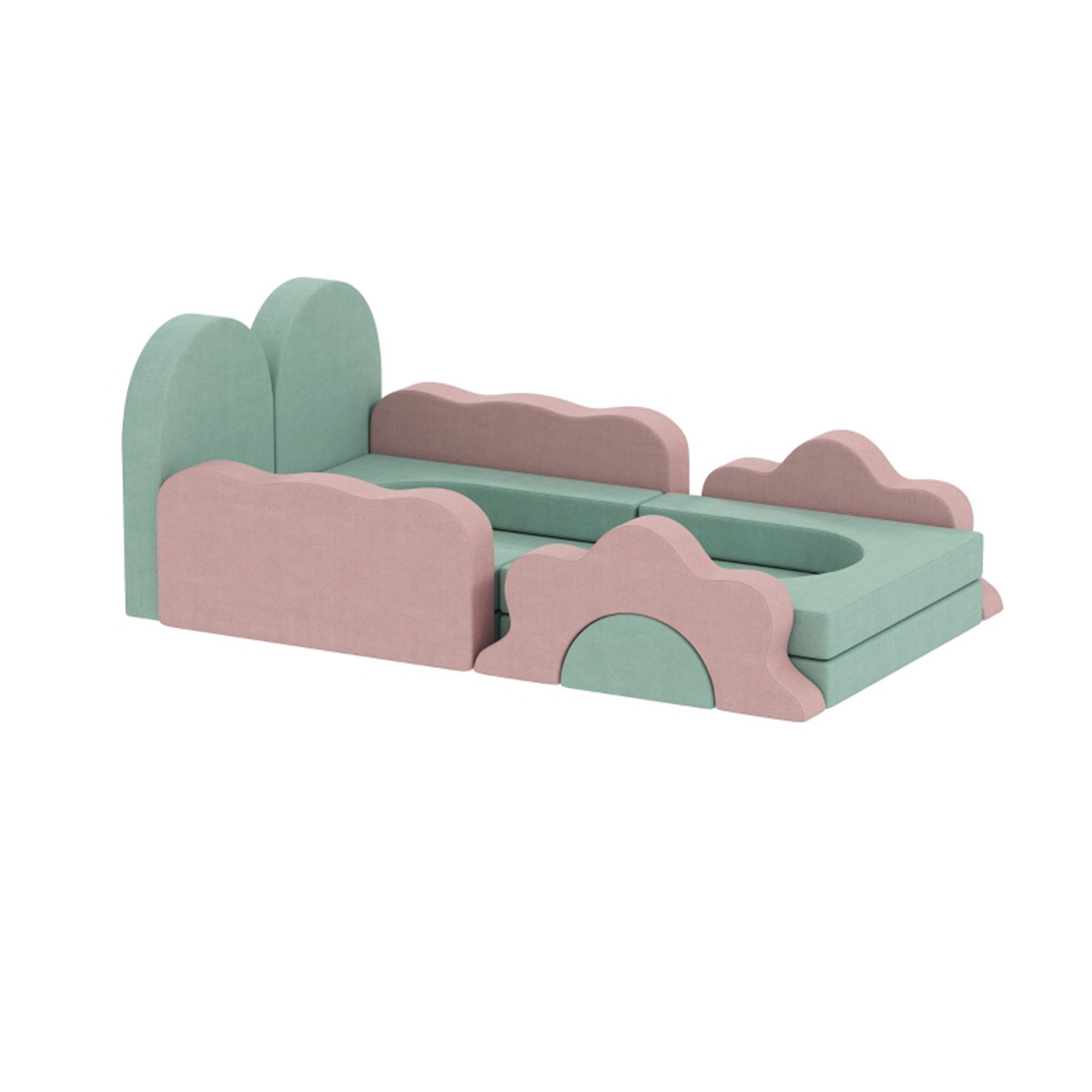 MC Star 12-teiliges Set Schaumstoffblöcke zum Klettern, Bauen Spielbausteine, (Krabbeln, Indoor-Spielmatten mit Cordbezug, Grün+Rosa, 12 St)