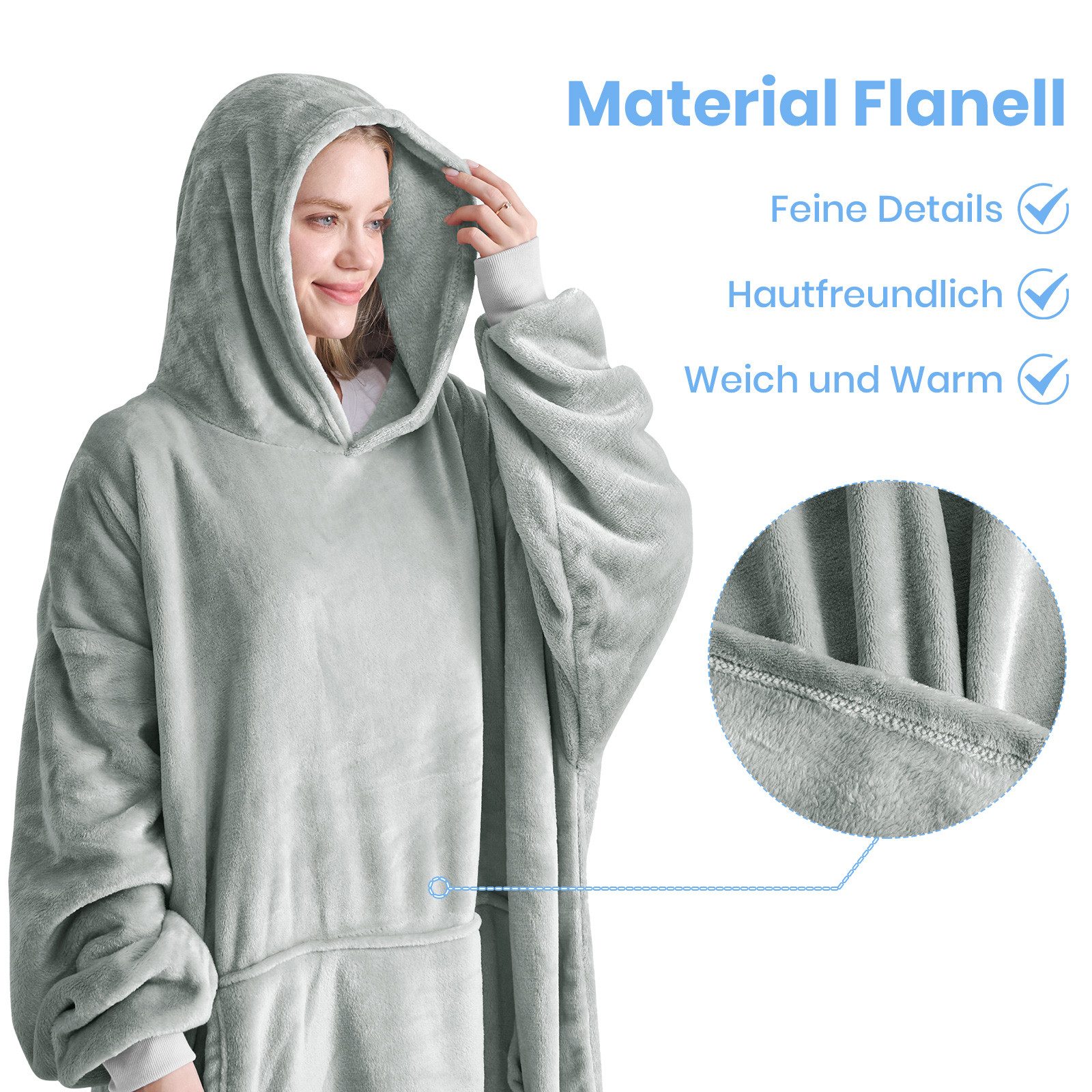 Wohndecke kuscheldecke mit Ärmeln Hoodie Decke günstig online kaufen