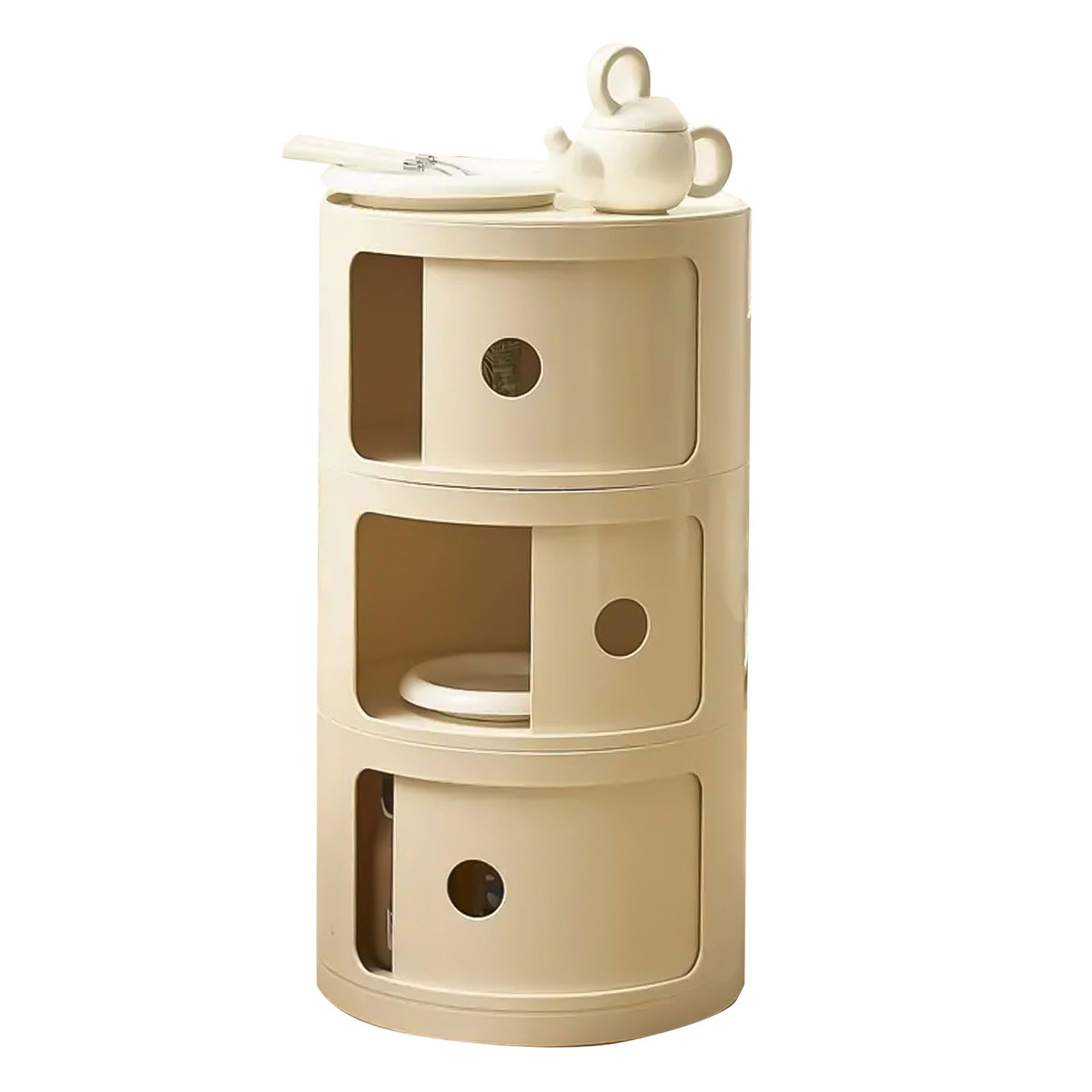 PODOFO Nachttisch Runder Nachttisch, 3 Fächer Schubladen-Organizer für Schl günstig online kaufen