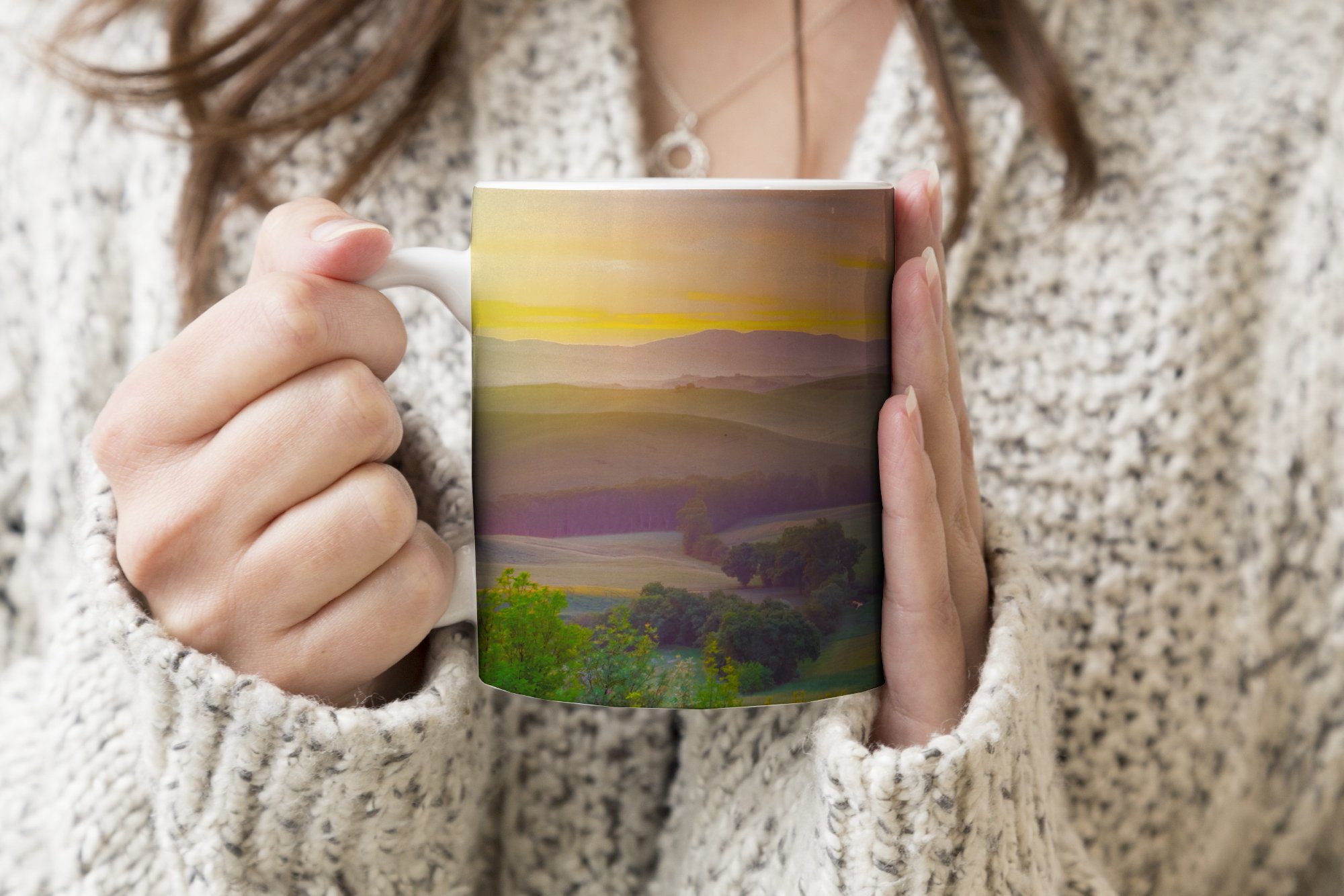 - Tasse Keramik, - Teetasse, Teetasse, MuchoWow Farbenfroh, Landschaft Geschenk Becher, Toskana Kaffeetassen,