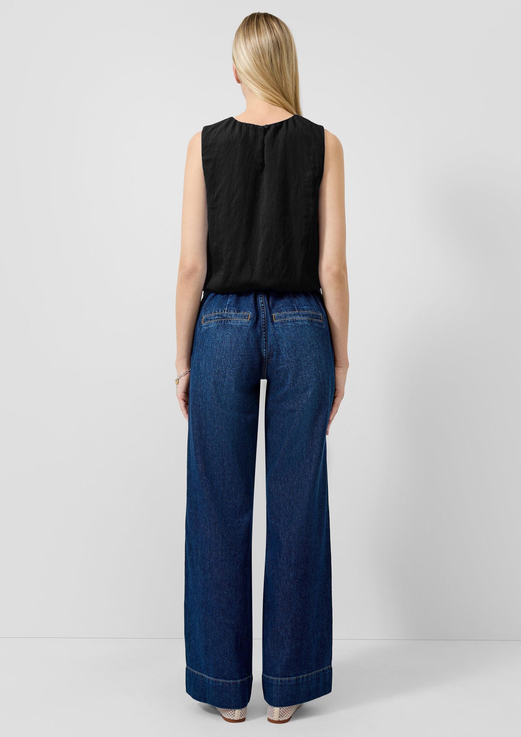 QS Blusentop Bluse Verkürztes Blusentop mit Ballonsaum
