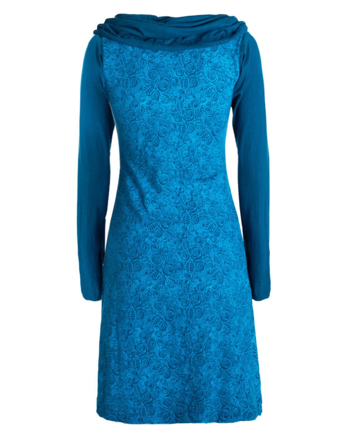 Vishes Tunikakleid Damen Mandala-Kleid Langarm-Shirtkleid Schal-Kragen günstig online kaufen