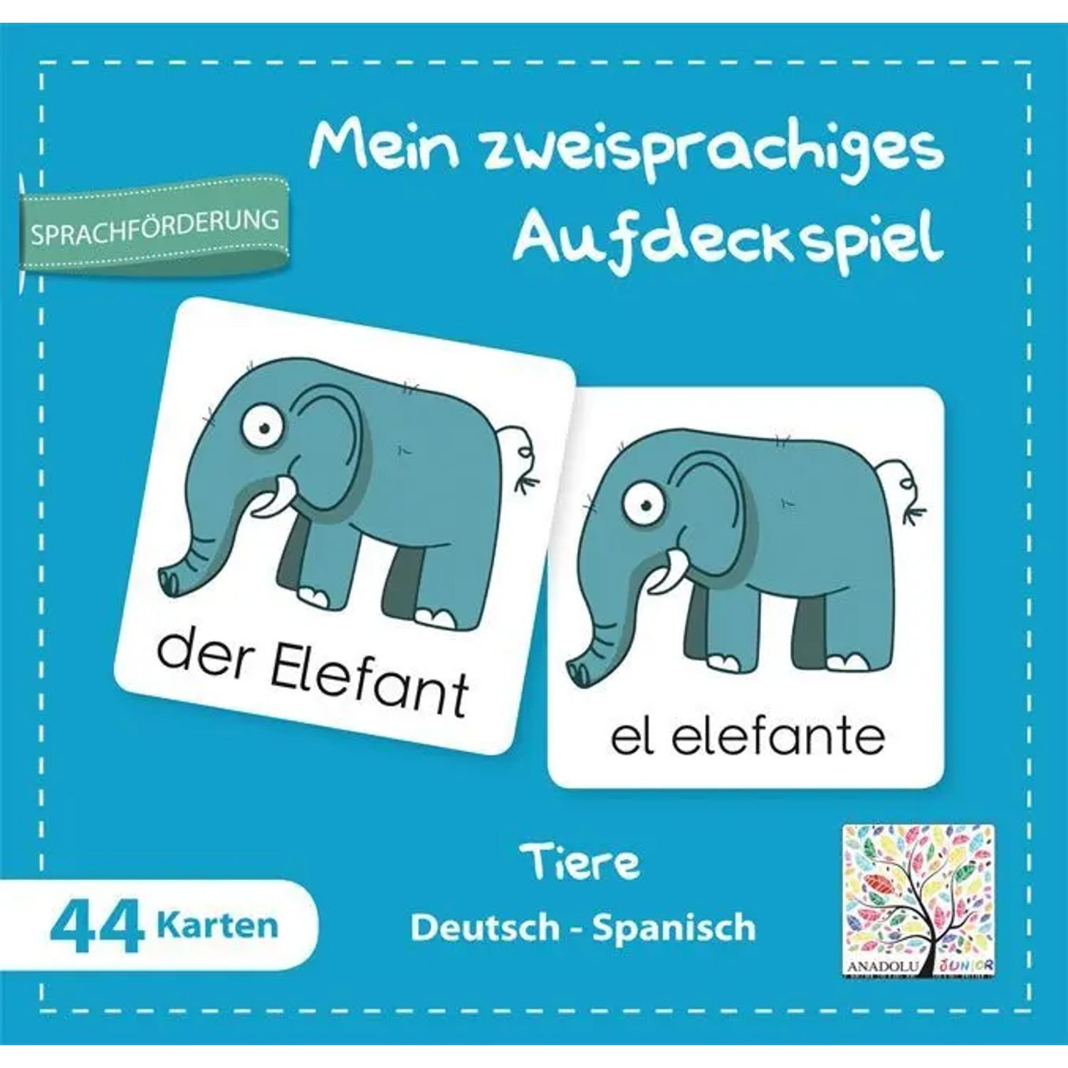 Schulbuchverlag Anadolu Spiel Mein zweisprachiges Aufdeckspiel, Tiere Deutsch-Spanisch (Kinderspiel)