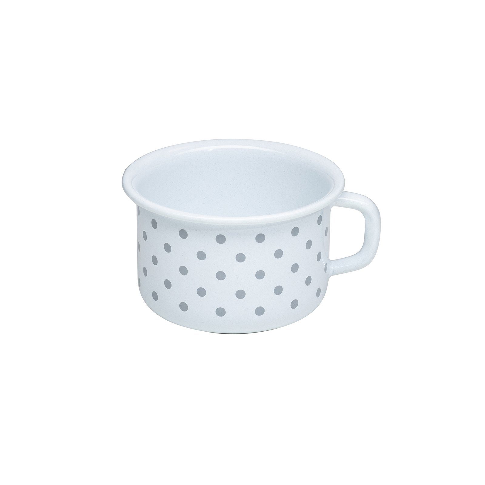 Riess Tasse Kaffeeschale Emaille Pünktchen Grau, Emaille
