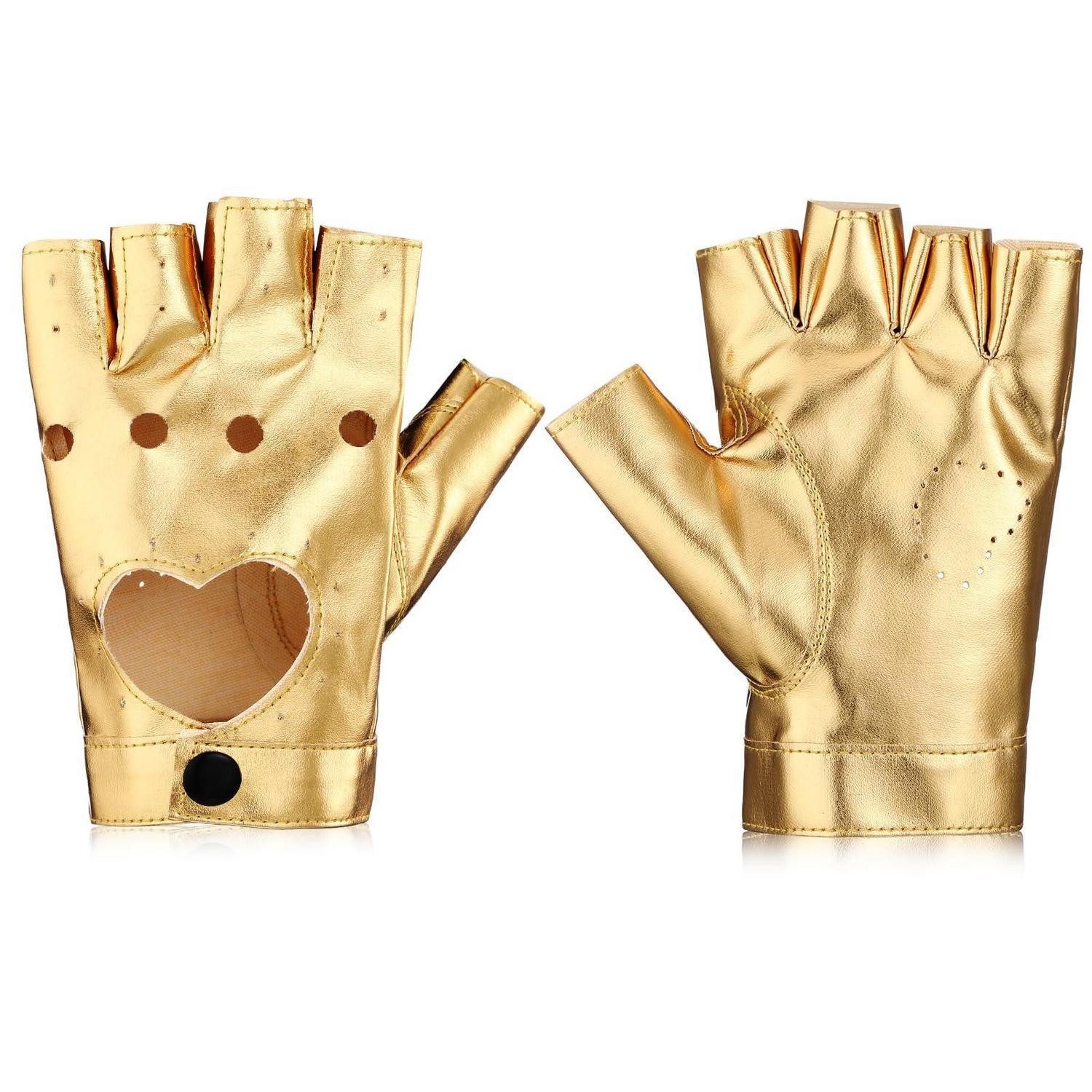 LuxusKollektion Lederhandschuhe Fingerlose Handschuhe Damen PU Leder Gold (1-St)
