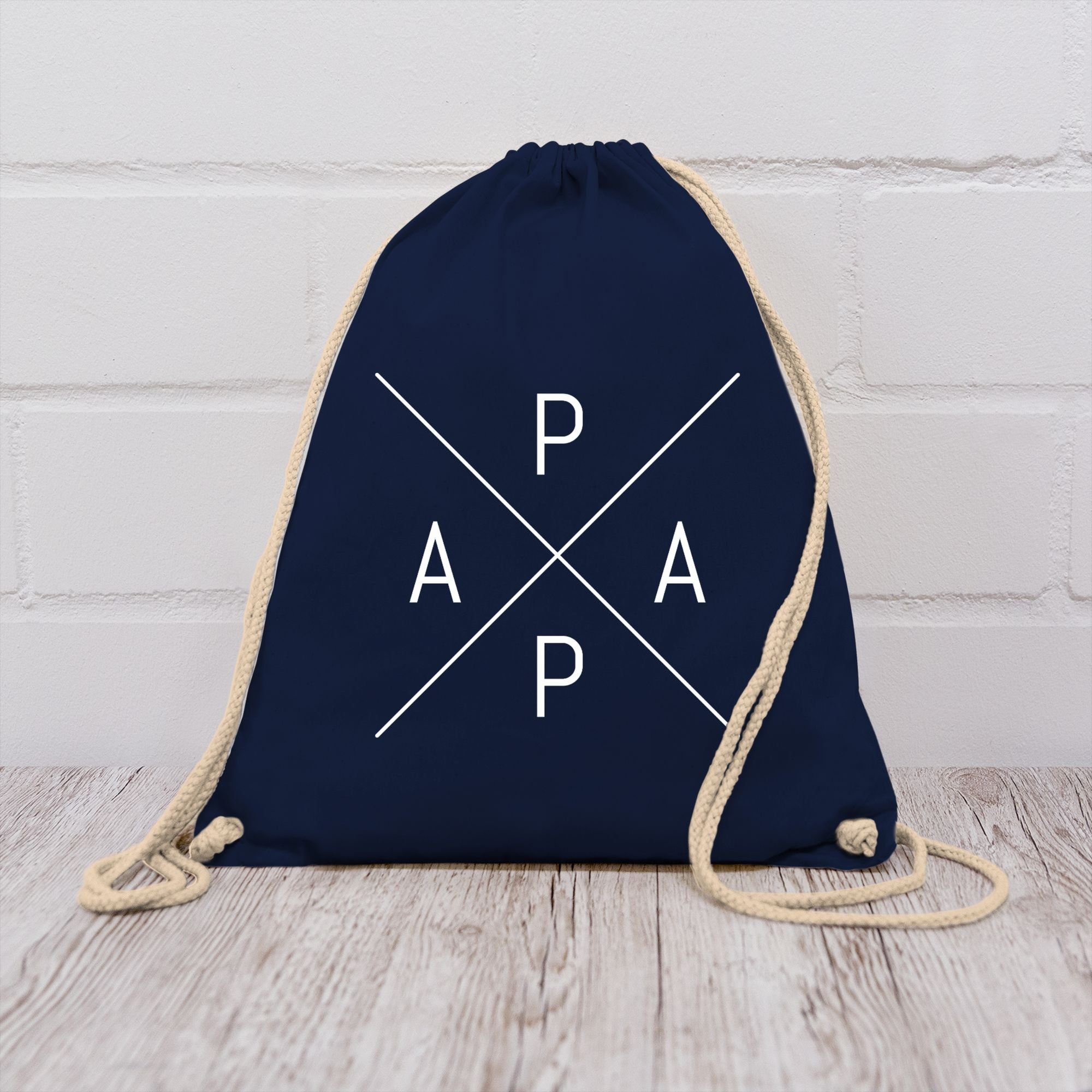 03 Geschenk Turnbeutel Papa Vatertag Navy weiß, Shirtracer X Blau