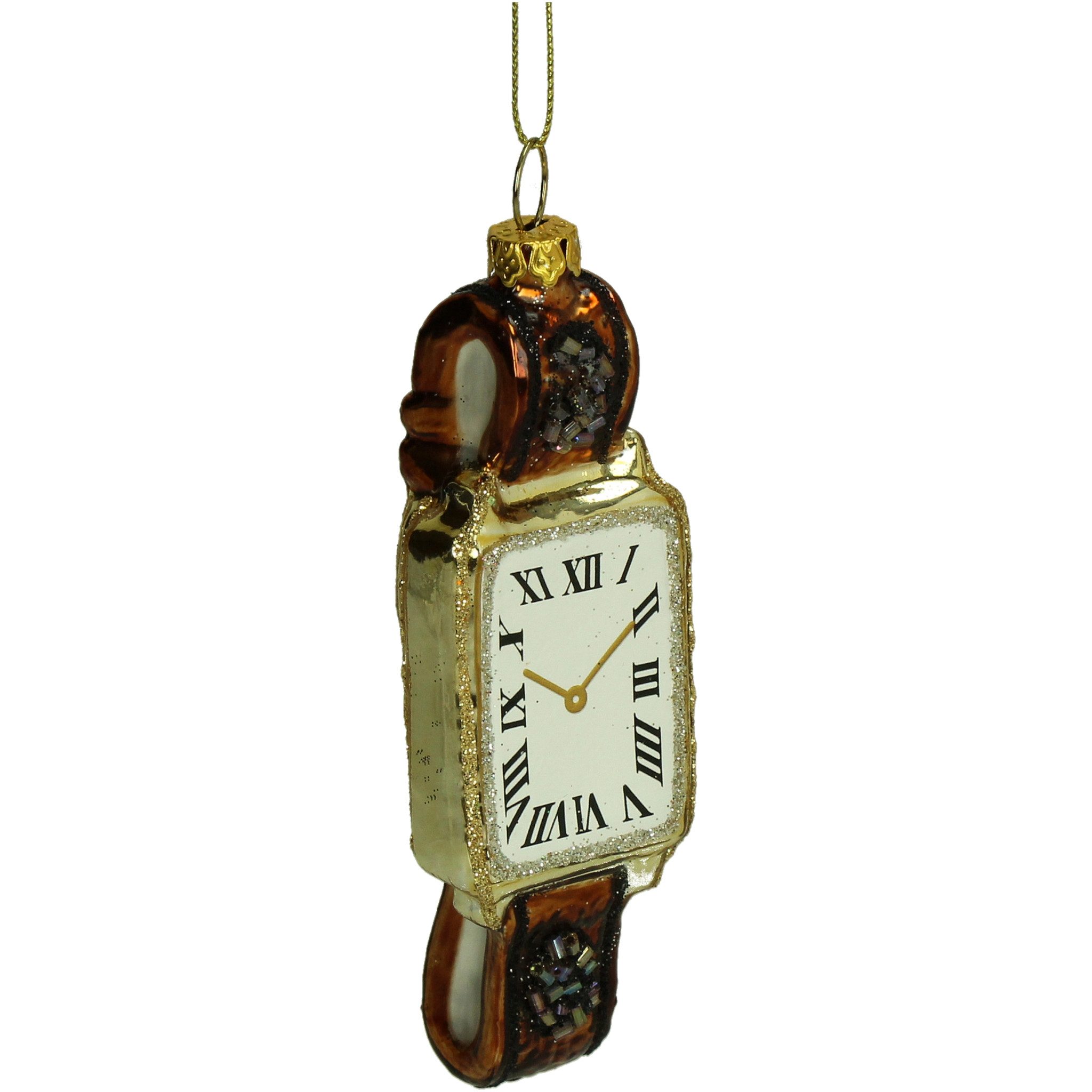 HD Collection Christbaumschmuck, Christbaumschmuck Glas 12cm Armbanduhr Figur Braun
