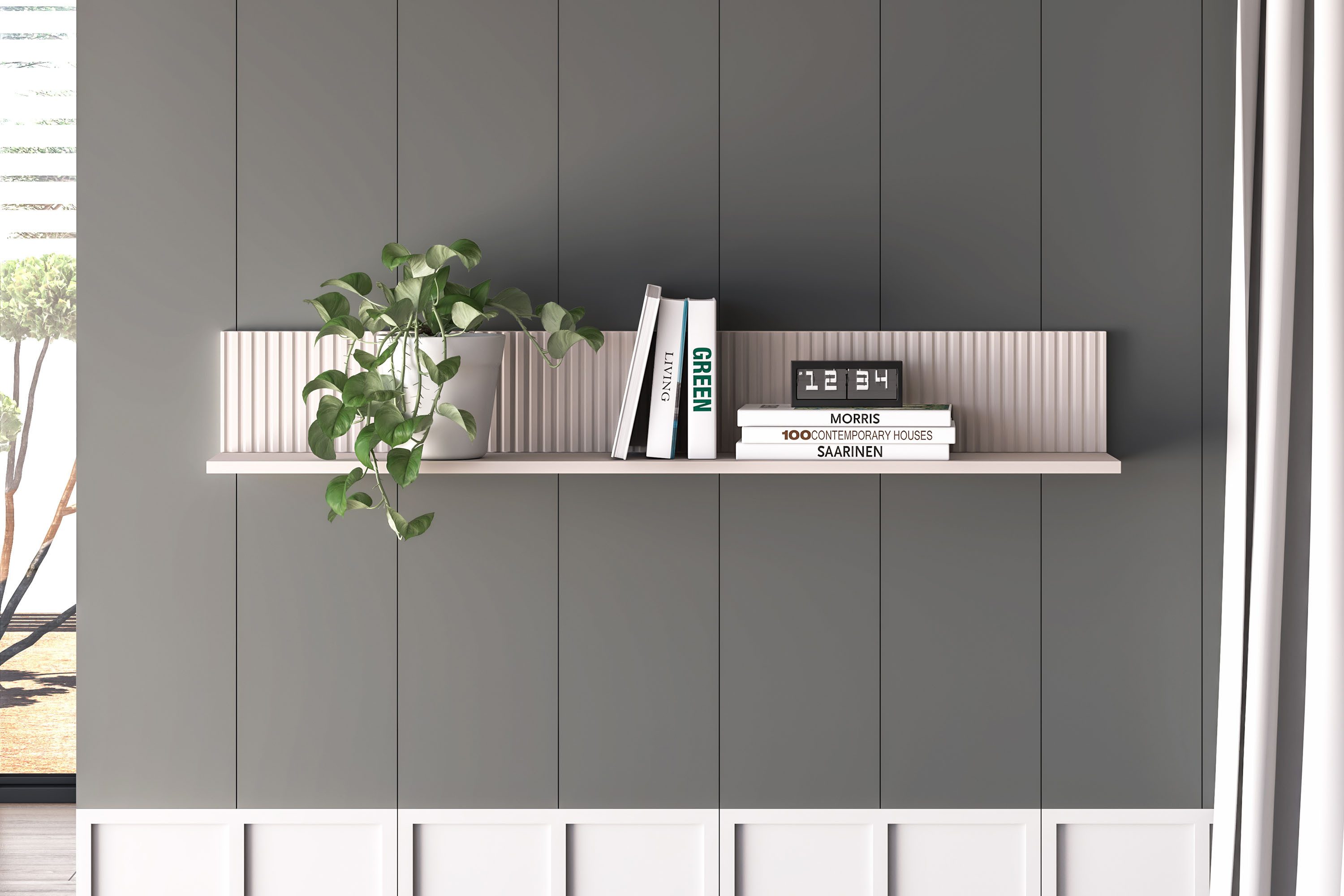 KONSIMO® Wandregal NALIA hergestellt in der EU, mit eleganter Riffelung, Br günstig online kaufen