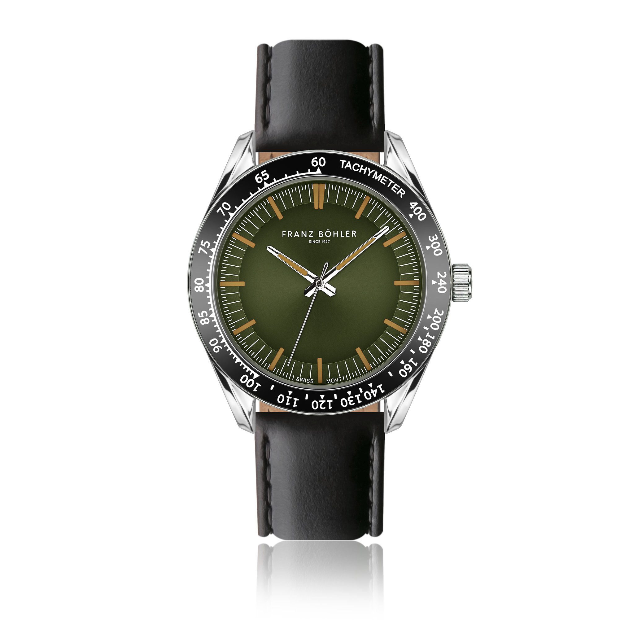 FRANZ BÖHLER Quarzuhr BA6-S010S Greifensee Silver, gepolstert und genäht, glatt