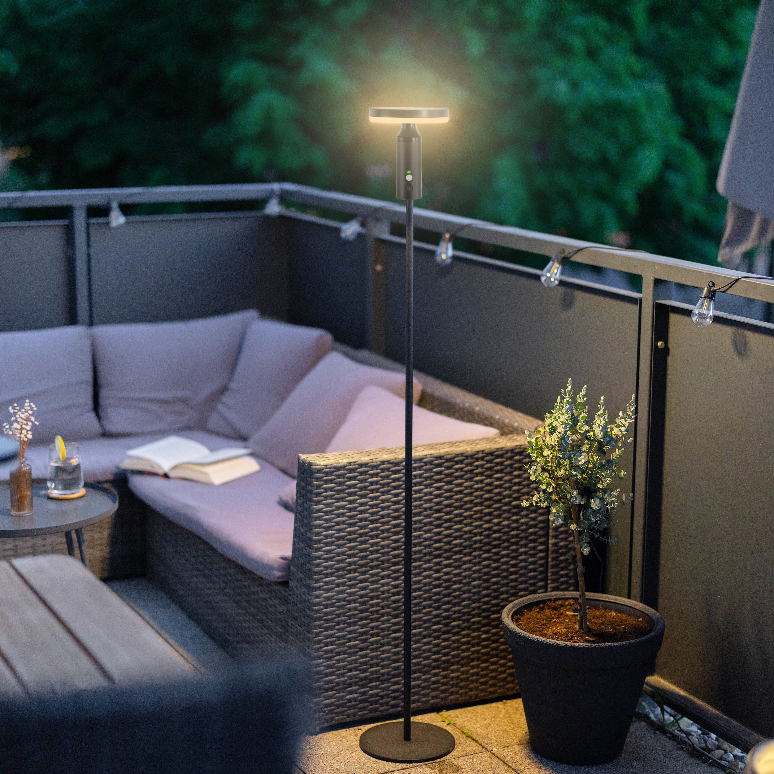esotec LED Außen-Stehlampe Solar Edelstahl Stand- + Leseleuchte ALIANO, 3 Höhen, außen 102773, LED fest integriert