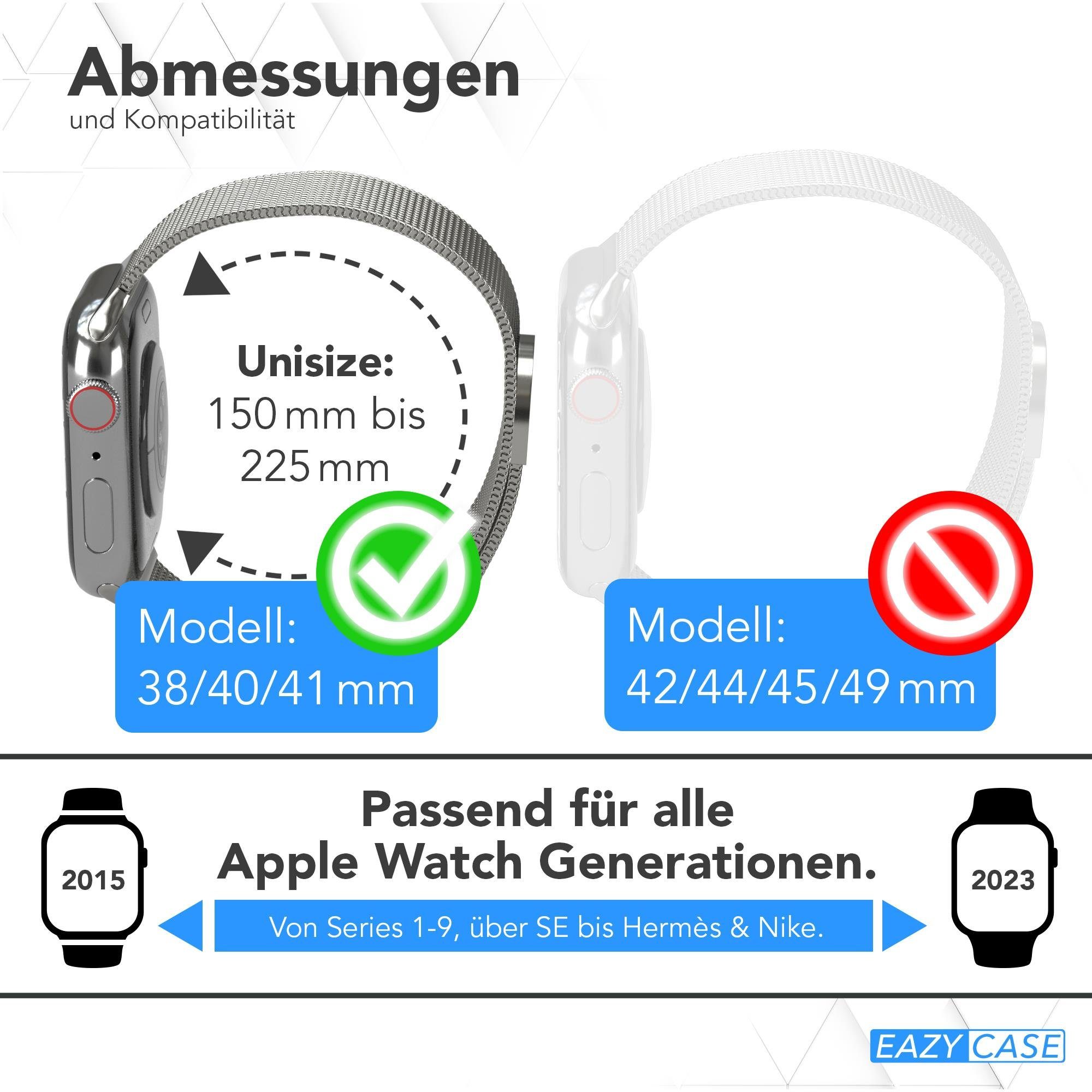 Magnetverschluss Ultra, Apple 41mm 4 8 3 SE iWatch 5 Band Uhrenarmband EAZY Silber mm 7 9 40 Ersatzarmband für CASE 38mm Watch 6 Band Metall 1 2