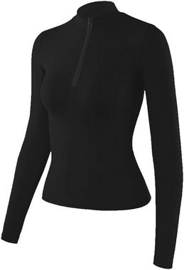ZWY 2-in-1-Langarmshirt Langärmelige Damen-Sweatshirts, Stehkragen-Yoga-Langarm-Tops