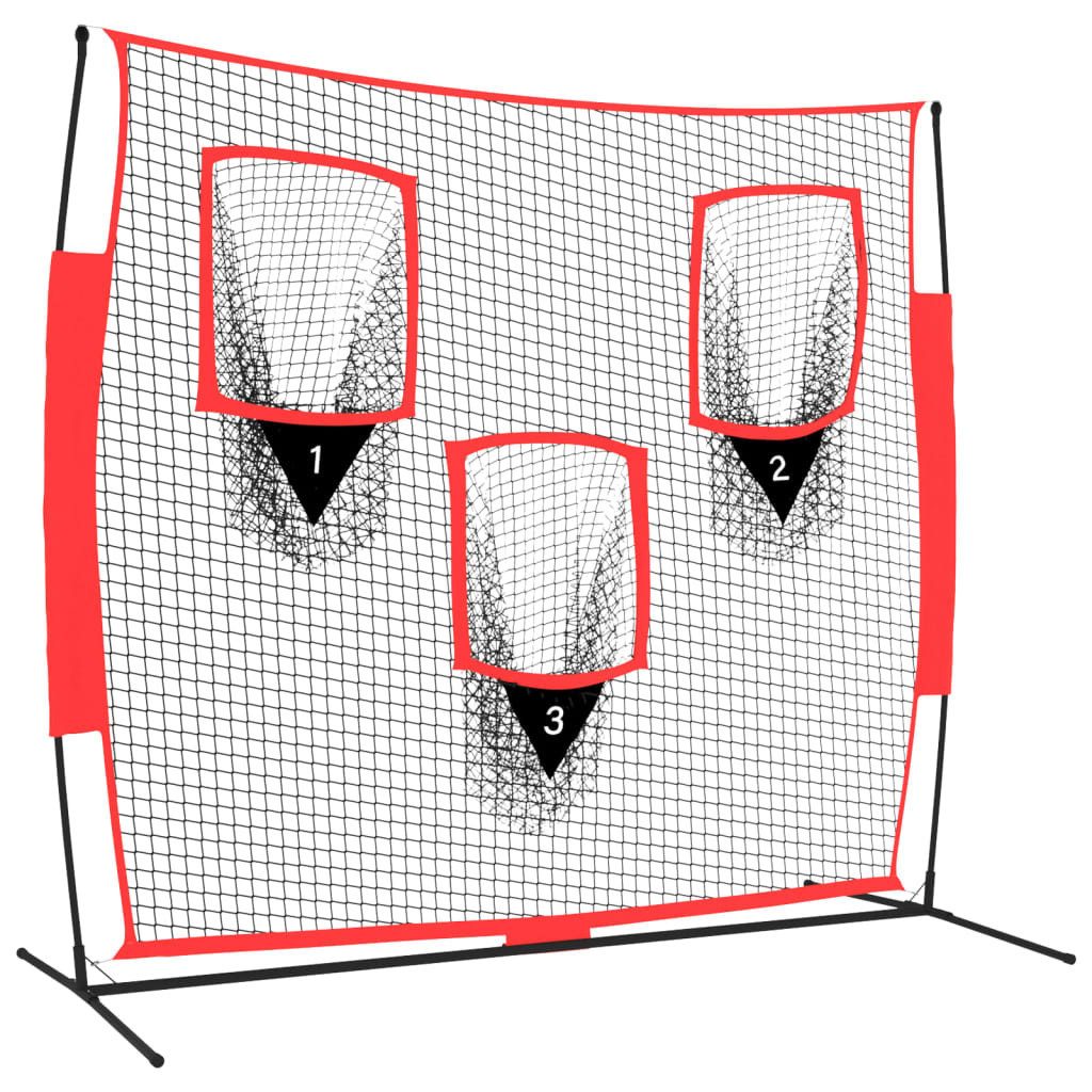 vidaXL Baseball Baseball-Netz Tragbar Schwarz und Rot 183x105x183 cm Polyester (1-St)