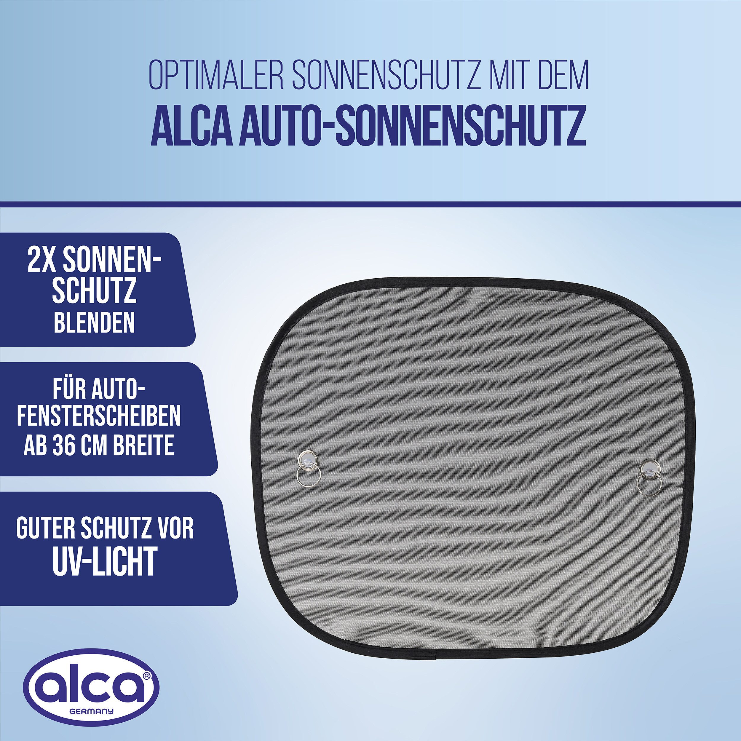 alca Autosonnenschutz Auto-Sonnenschutz 44x36 cm 2er Set UV Schutz Saugnapf Befestigung, 36 x 0.5 cm, (2-St) – Bild 2 von 5