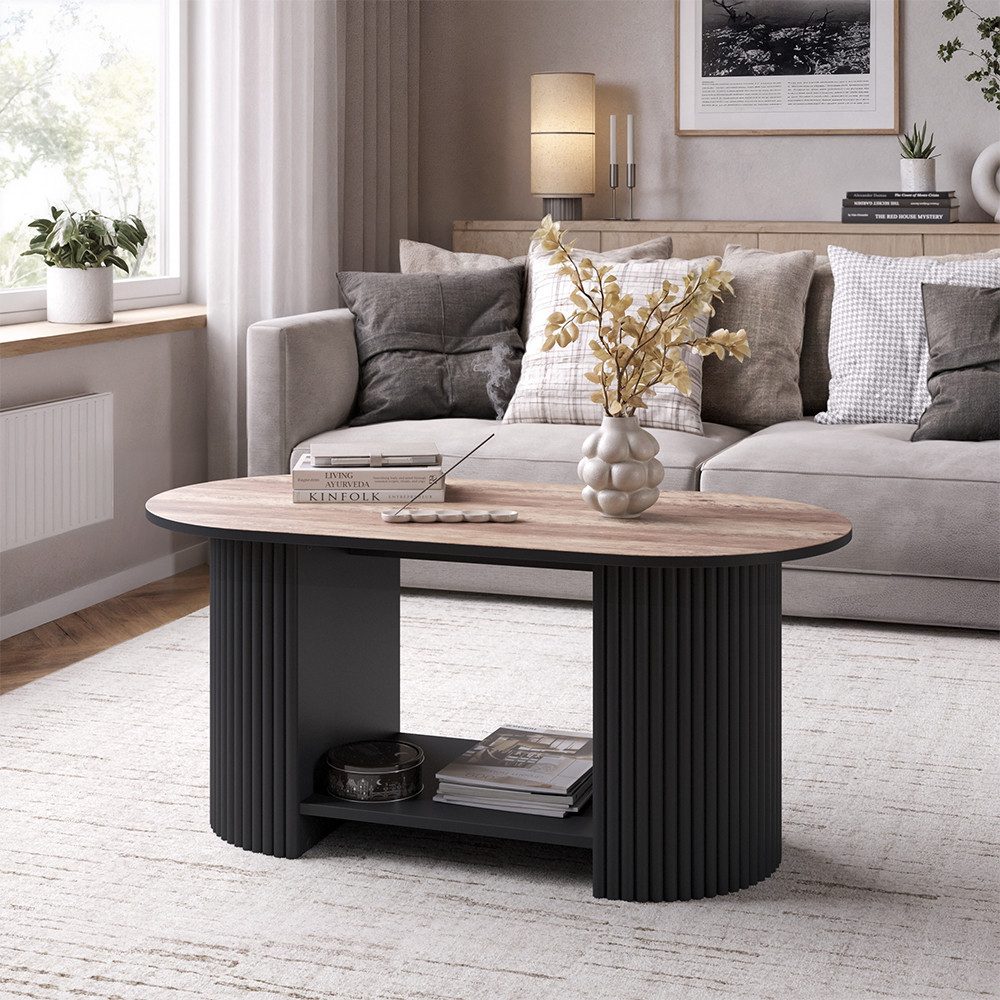 Vicco Couchtisch Calero, Eiche rustikal/Schwarz, 100 x 50 cm (1-St)