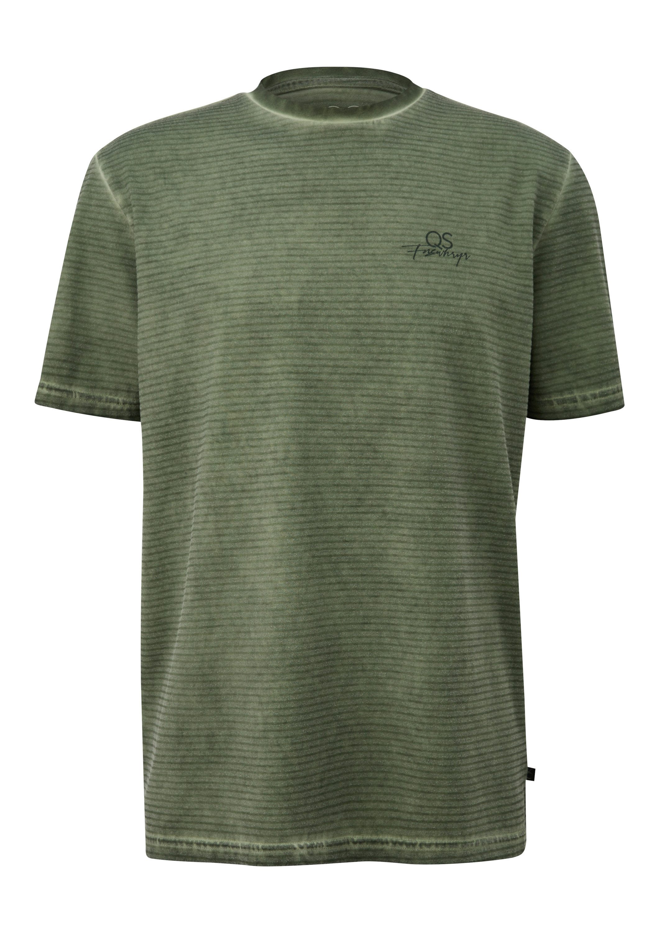 QS Kurzarmshirt T-Shirt Gewaschenes Ringelshirt mit Rundhalsausschnitt günstig online kaufen